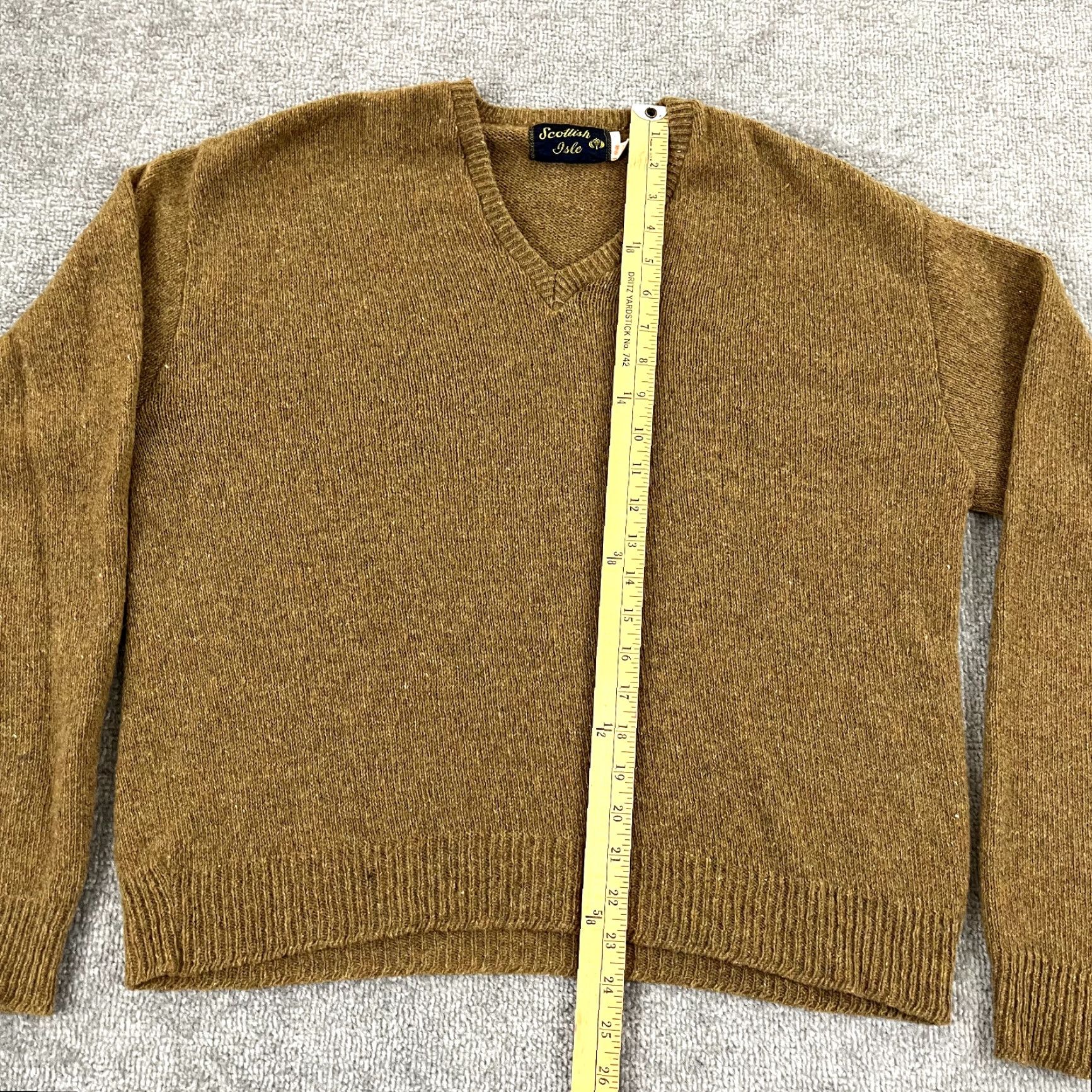 Vintage SCOTTISH ISLE Mens Sweater Large Brown Lambswool Knit Pullover N-Neck Jumper L/S Size US L / EU 52-54 / 3 - 3 Thumbnail