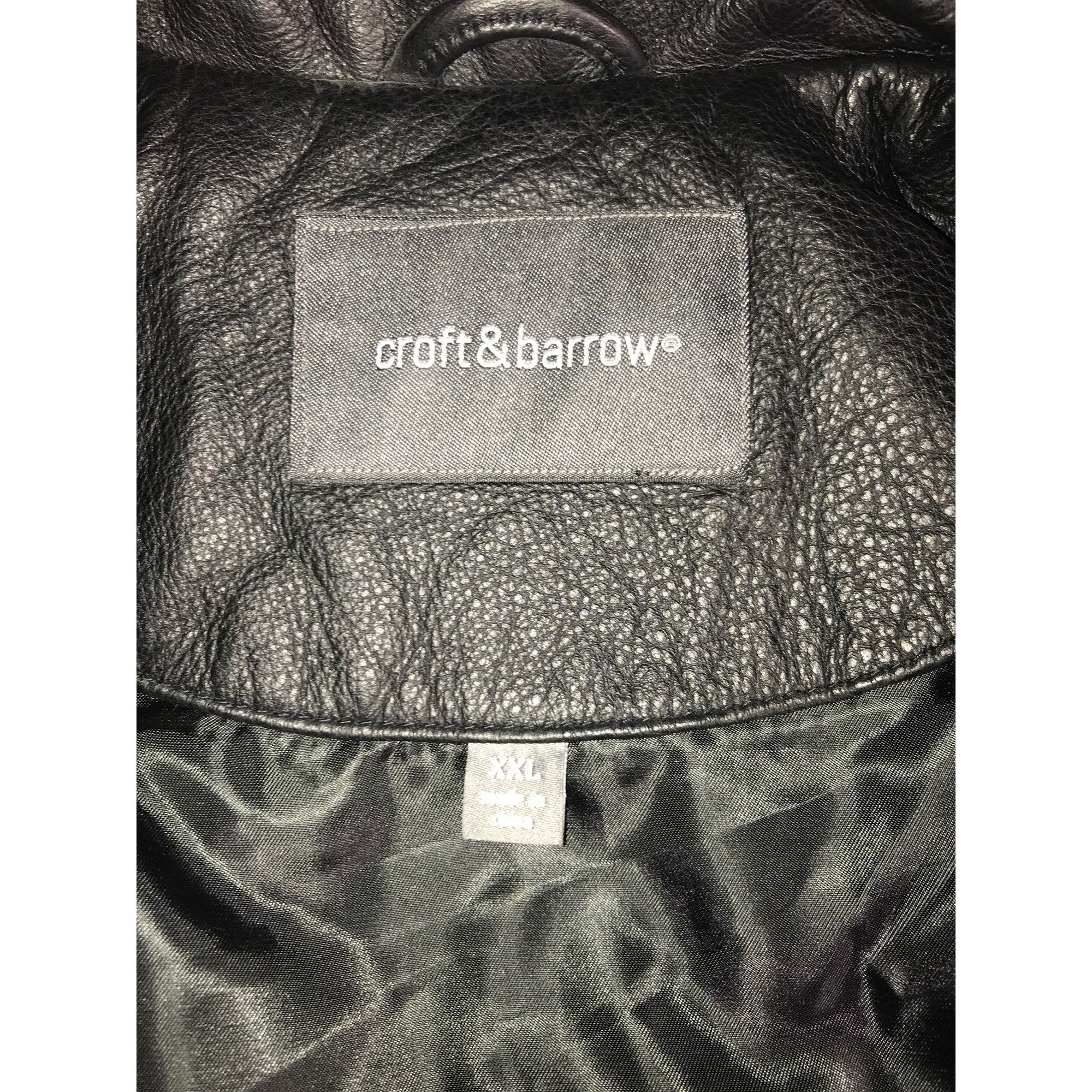 Croft & Barrow Croft & Barrow Men's Black Leather Bomber Aviator Jacket Size US XXL / EU 58 / 5 - 5 Thumbnail
