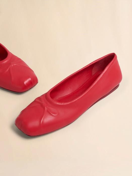 Marni o1w1db10326 Little Bow Leather Ballet Flat in Red Size US 5 / IT 35 - 2 Thumbnail