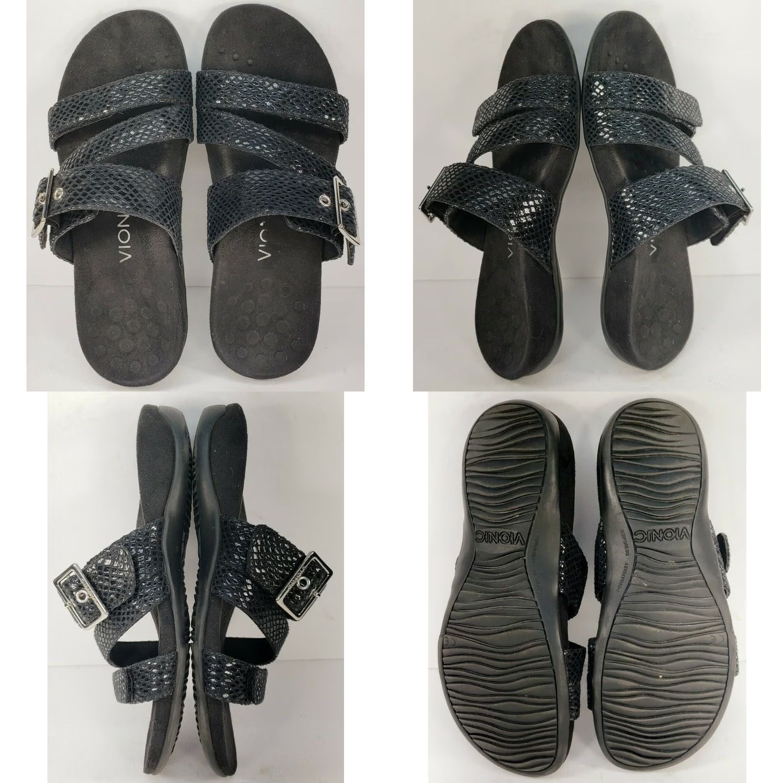 Vionic Vionic Skylar Womens Strappy Slide Sandals Black Buckle Shaped Insole Sz 6M Size US 6 / IT 36 - 8 Thumbnail