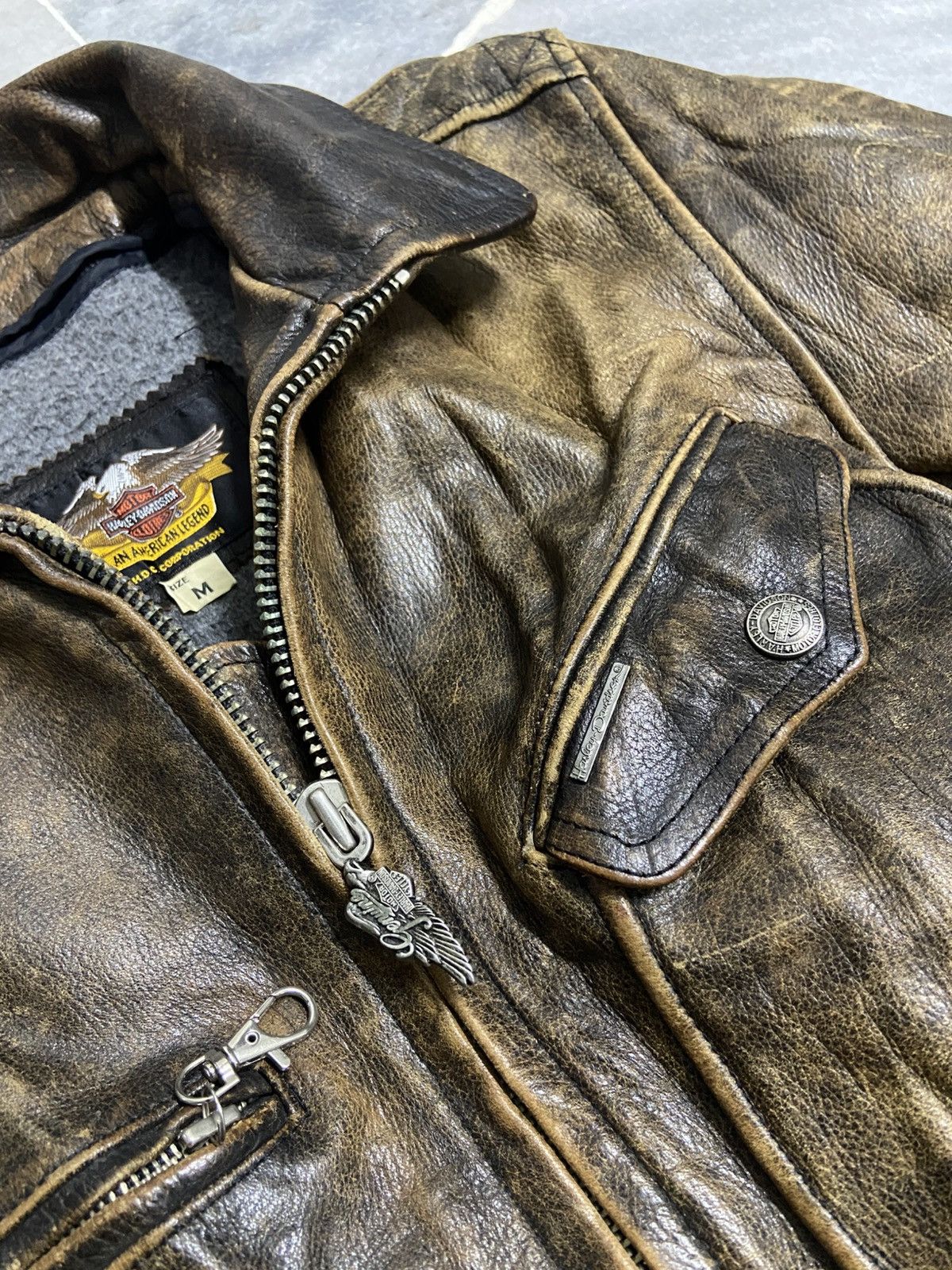 Harley Davidson Vintage Harley Davidson Leather Jacket Biker Brown jacket Size US M / EU 48-50 / 2 - 4 Thumbnail