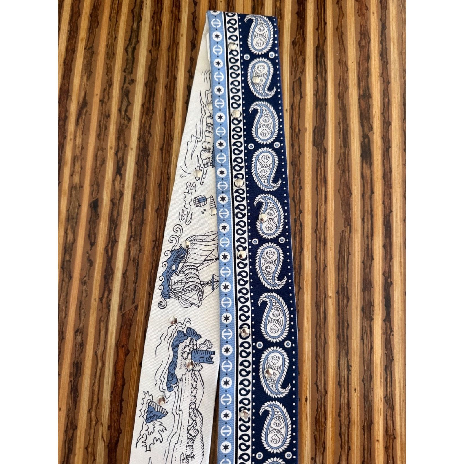 Hermes Hermes Scarf Twilly Tatouages Marins Bandana Silk Blue Jean Size ONE SIZE - 12 Thumbnail