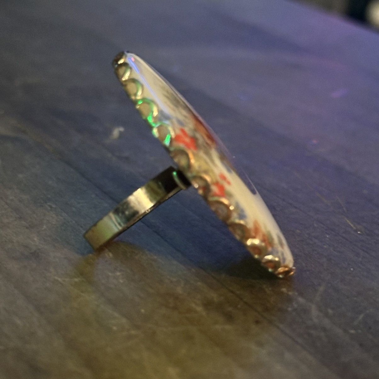 Vintage Vintage large painted flower basket ring Size ONE SIZE - 6 Thumbnail