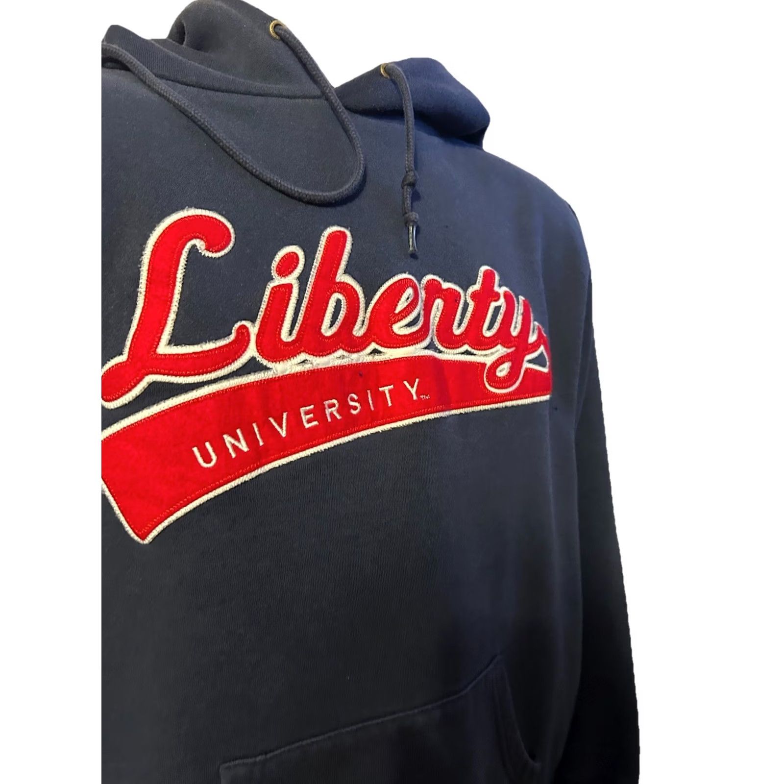 Jansport VTG Liberty University Hoodie Pullover Adult M Navy Blue Drawstring Logo 2000s University Jeans? Size US M / EU 48-50 / 2 - 2 Thumbnail