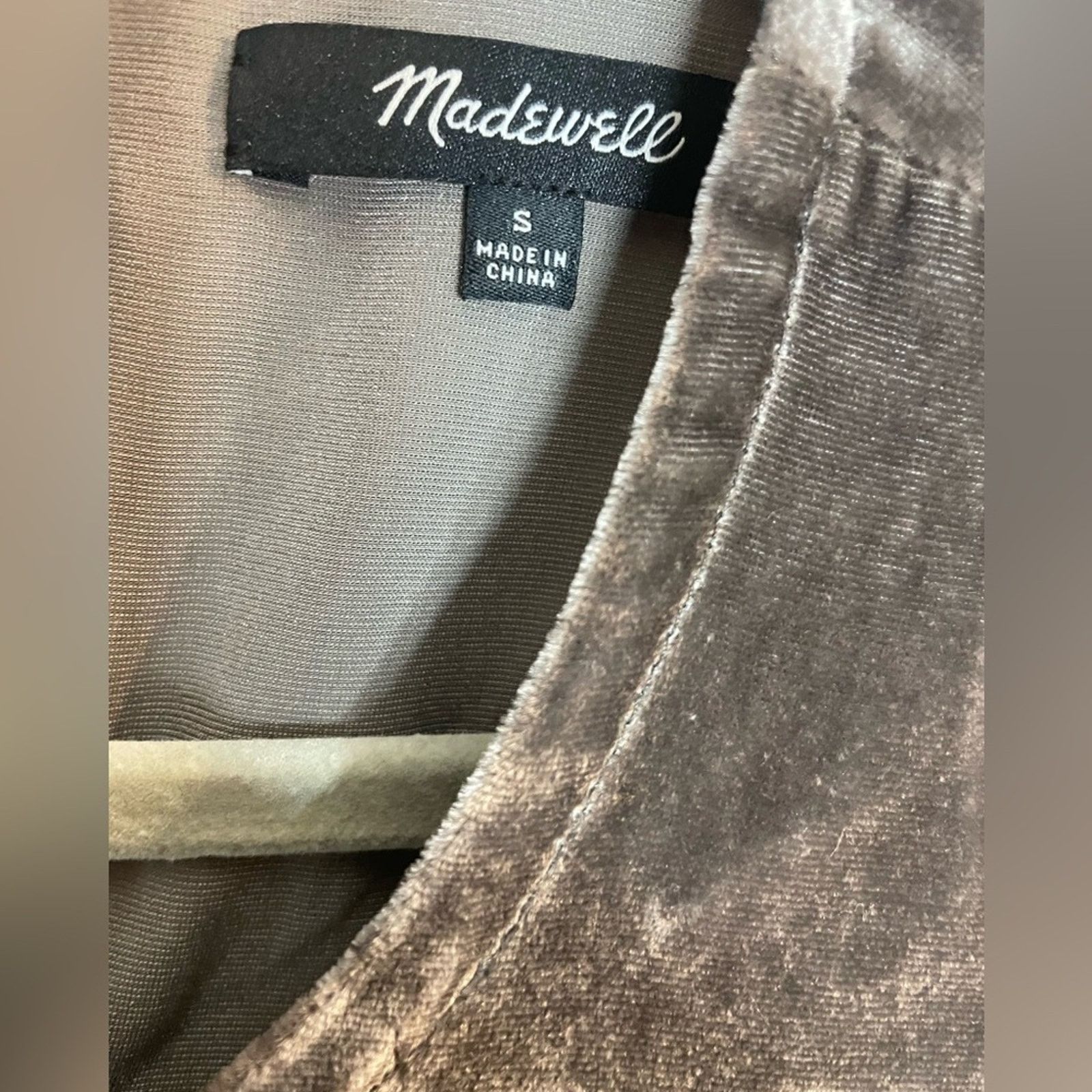 Madewell Madewell Charcoal Velvet Short Sleeve Top Size M / US 6-8 / IT 42-44 - 3 Thumbnail