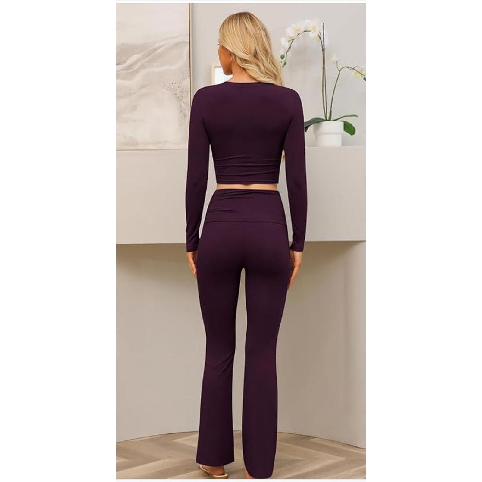 The Unbranded Brand Lounge Sets Fold-Over Flare Pants,EXTRA SMALL Size 24" / US 00 / IT 34 - 3 Thumbnail