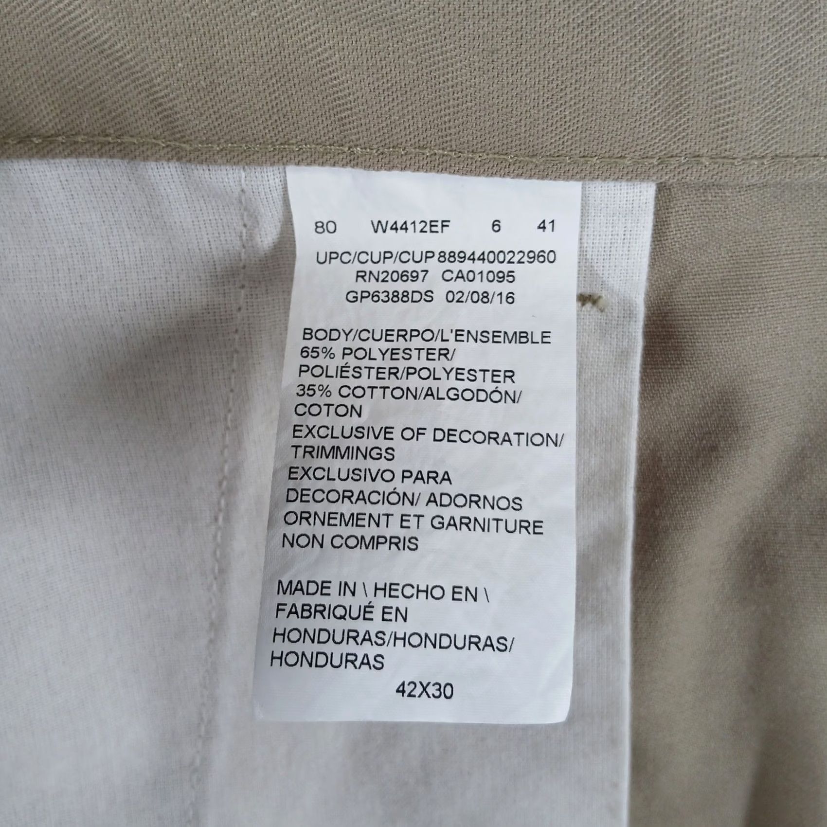 Dickies Genuine Dickies Chino Pants Mens 42x30 Beige Flat Front Casual Trousers EUC Size US 42 / EU 58 - 4 Thumbnail