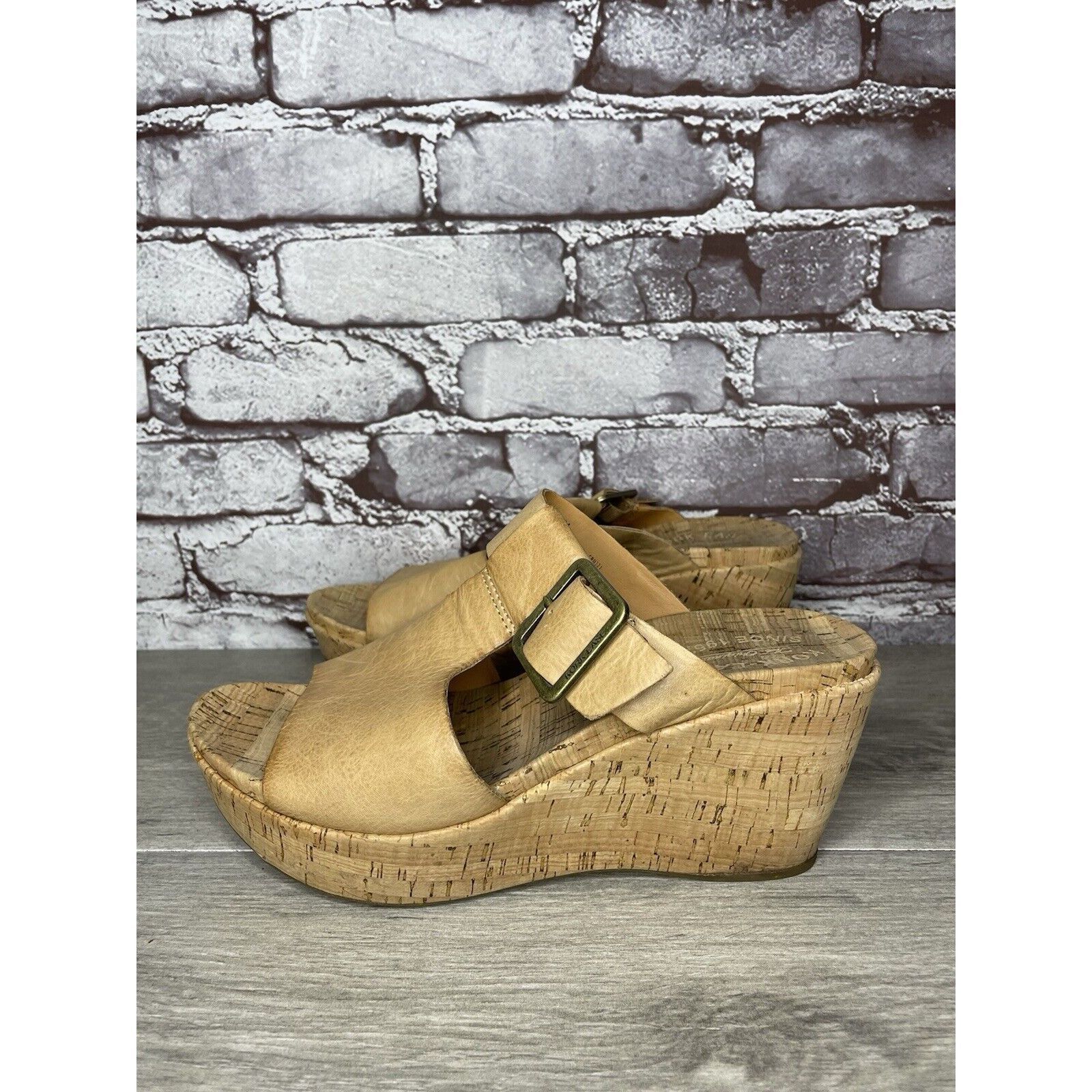Other Kork Ease Tan Leather Cork Platform Strap High Wedge Sandals Size US 10 / IT 40 - 6 Thumbnail