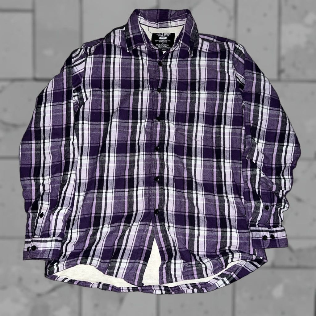 Vintage Grit Iron Work Wear Shirt Mens Size M Purple Flannel Button Up Lined Size US M / EU 48-50 / 2 - 1 Thumbnail