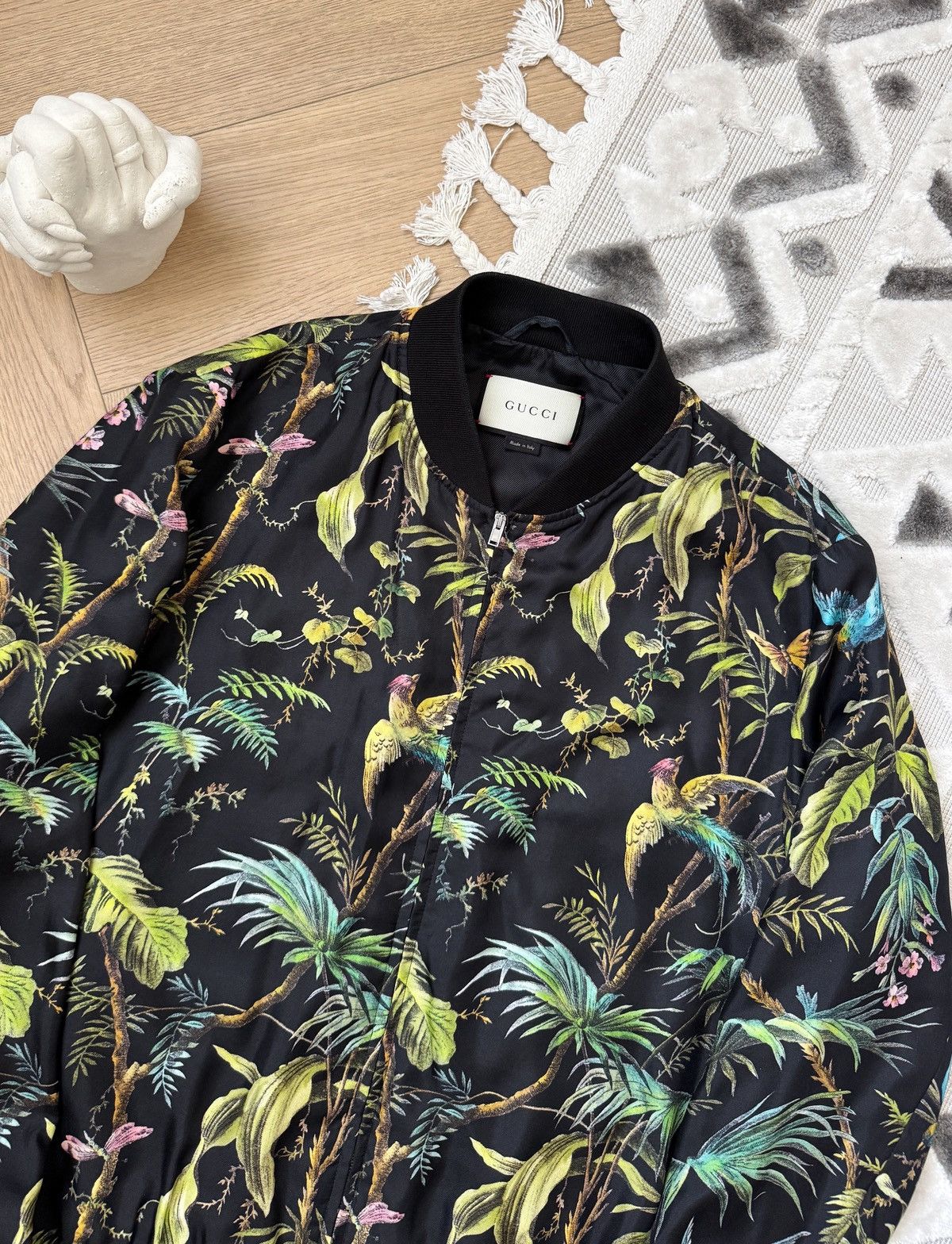 Gucci Men's GUCCI Silk Bomber Jacket Jungle Print size 50 M Size US M / EU 48-50 / 2 - 5 Thumbnail