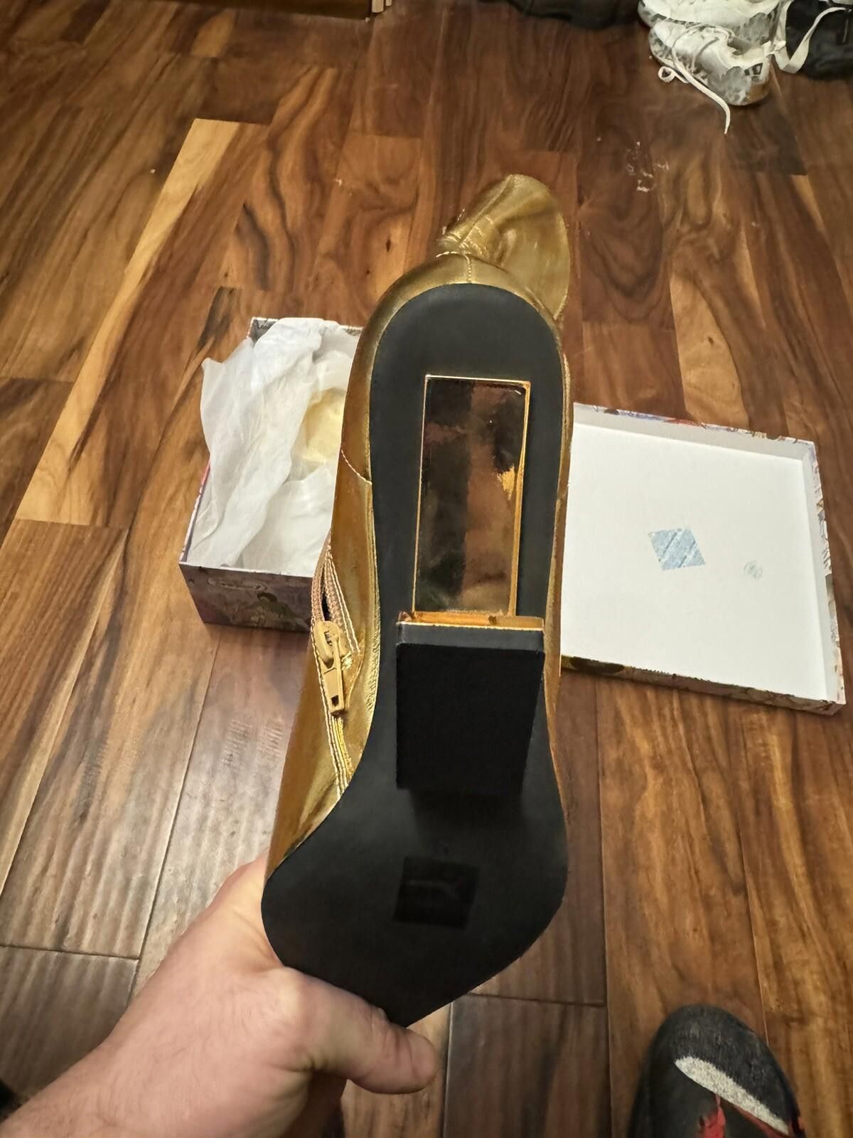 Jeffrey Campbell Jeffrey Campbell Golden Geometric Heel Pointed Boots Sz9/8 Size US 9 / IT 39 - 10 Thumbnail