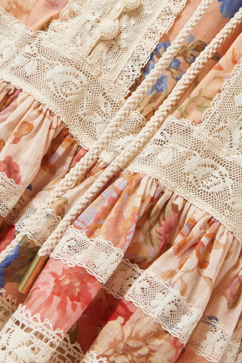 Zimmermann o1s22i1n1024 Lace Trimmed Cotton Mini Dress in Multicolor Size M / US 6-8 / IT 42-44 - 4 Thumbnail