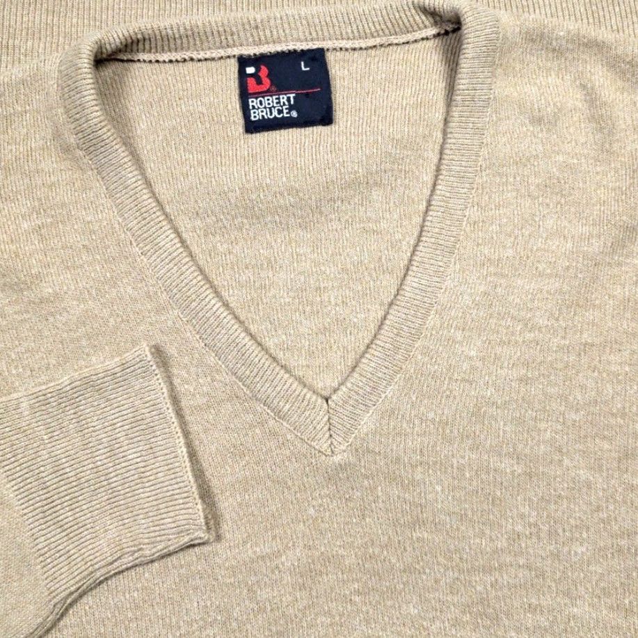 Vintage VINTAGE Robert Bruce Sweater Mens L Beige Orlon Acrylic V-Neck Union Made in USA Size US L / EU 52-54 / 3 - 2 Thumbnail