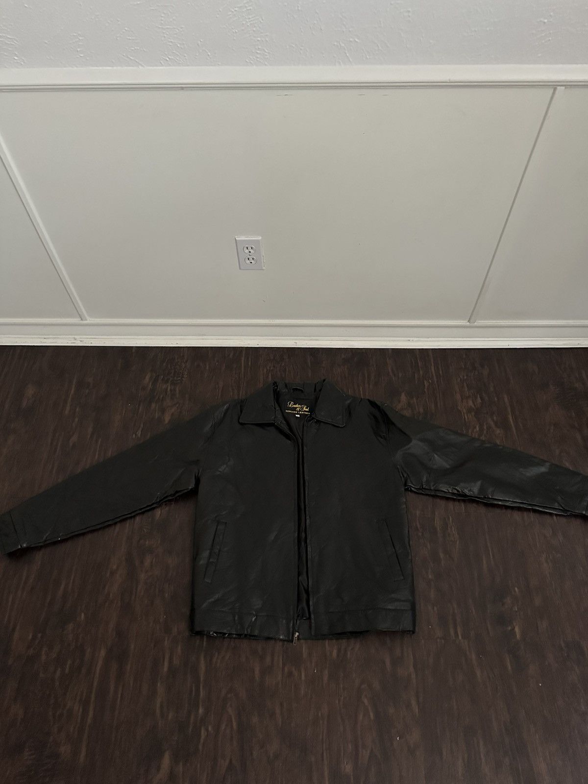 Black patch leather jacket
