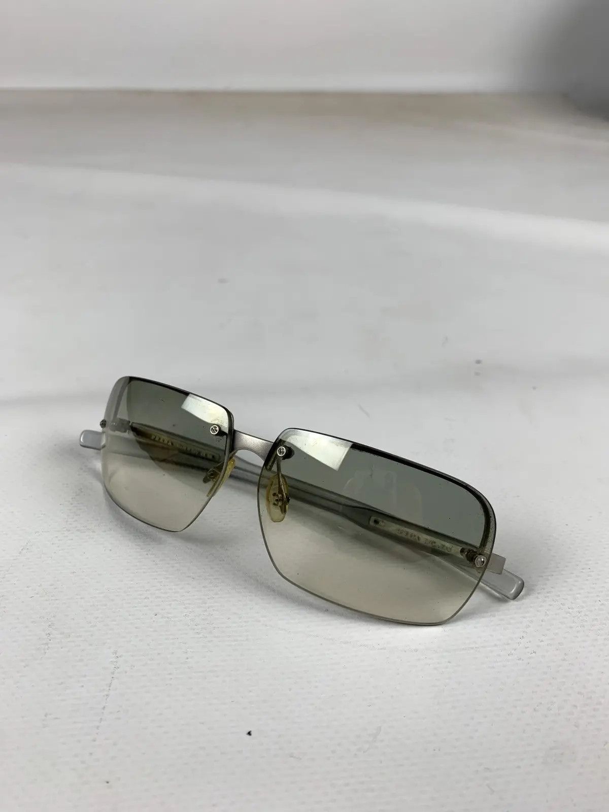 Prada PRADA Sunglasses Rimless Sport Metal Frame Shield Wrap Size ONE SIZE - 1 Thumbnail