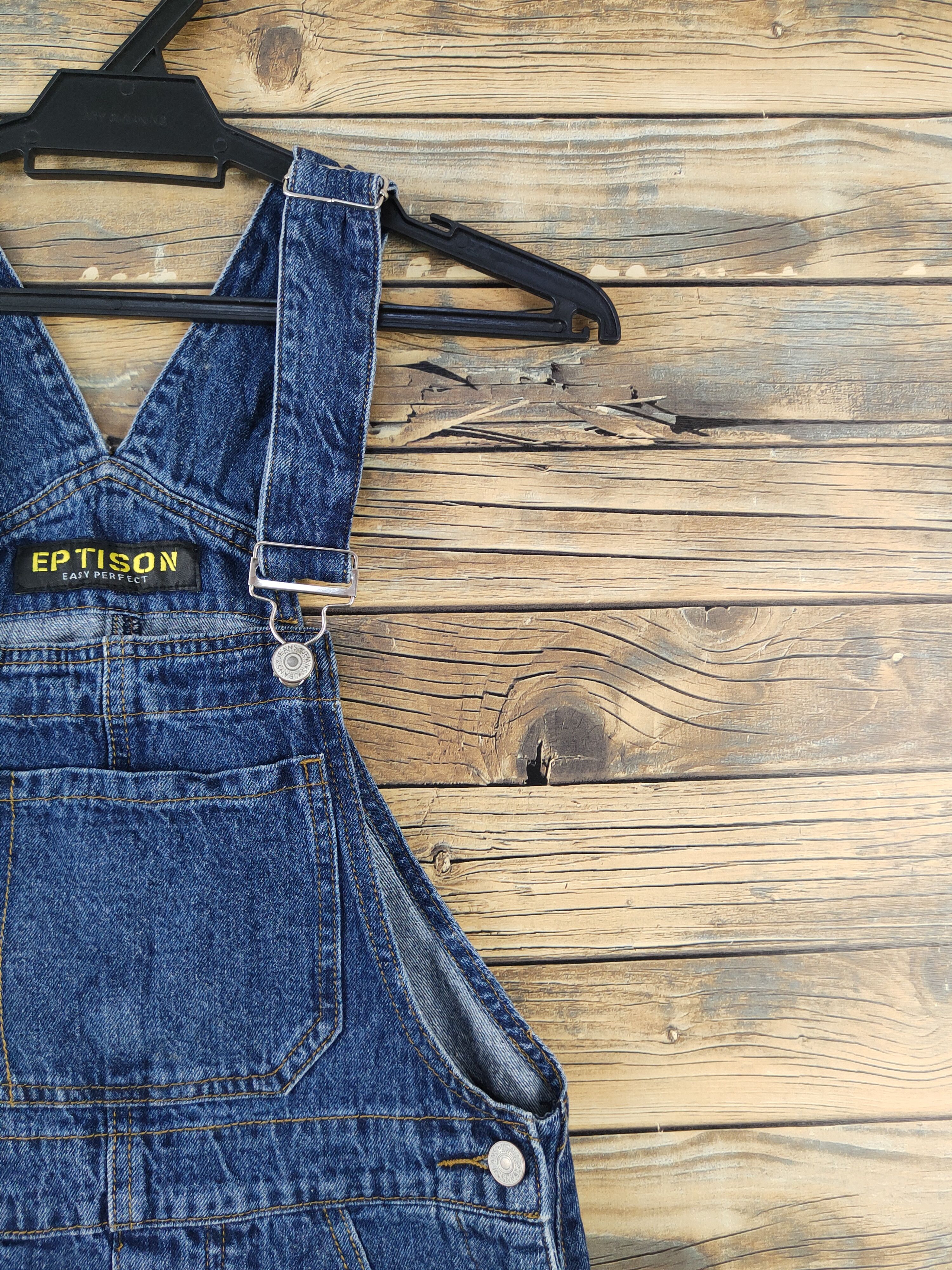 Japanese Brand × Vintage Eptison Dark Blue Distressed Denim Skirt Jumpsuits Size 29" - 4 Thumbnail