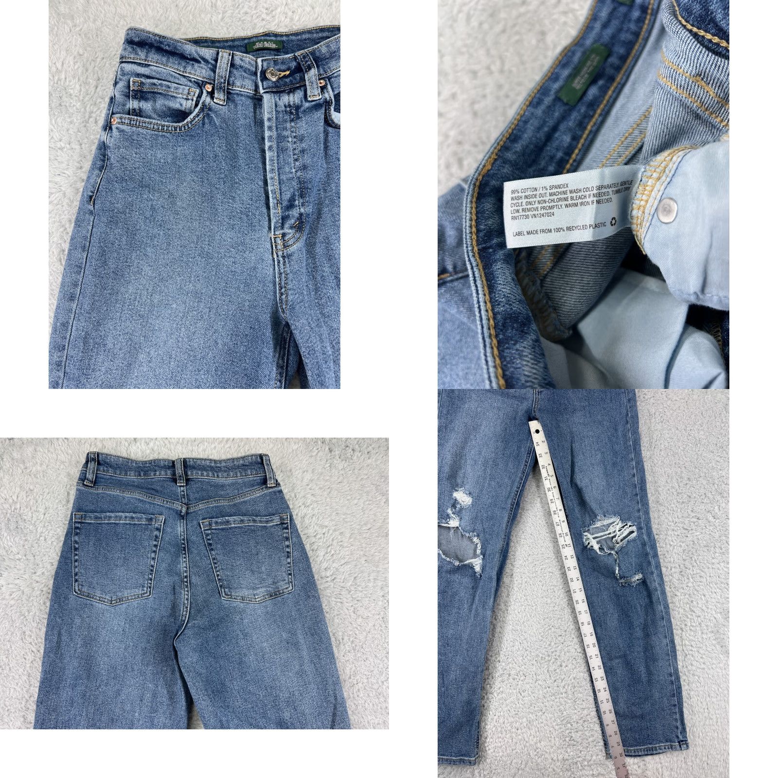 Vintage Wild Fable Jeans Womens 2 Blue Distressed Button Fly Straight Medium Wash 26x30 Vintage No Mens Womens Girls? Size 26" / US 2 / IT 38 - 8 Thumbnail
