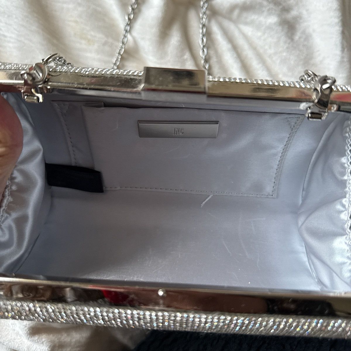 Other Silver rhinestone clutch bag with chain strap Size ONE SIZE - 2 Thumbnail
