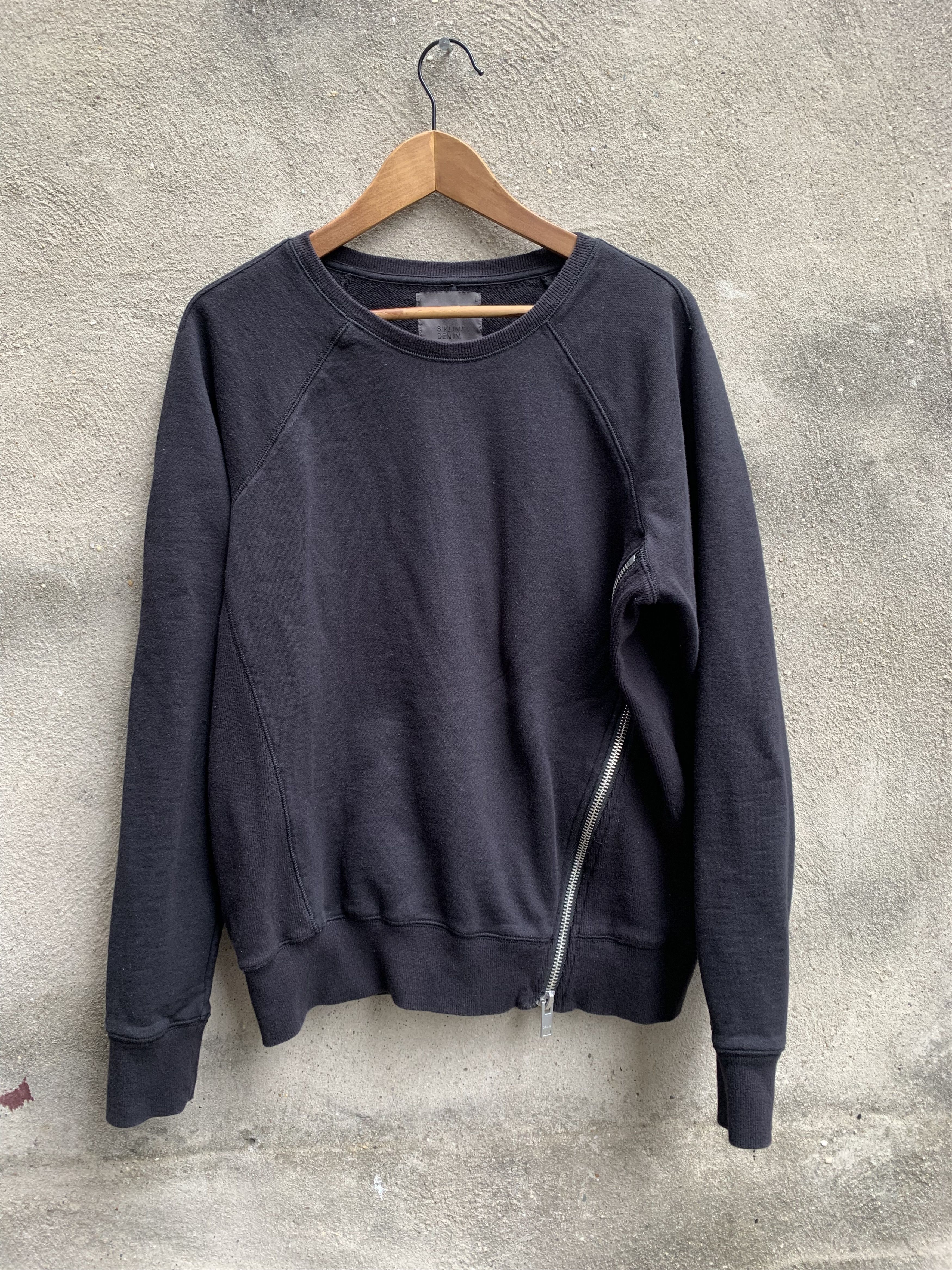 image of Den Im By Siki Im Assymetric Side Zip Sweatshirt In Black, Men's (Size Large)