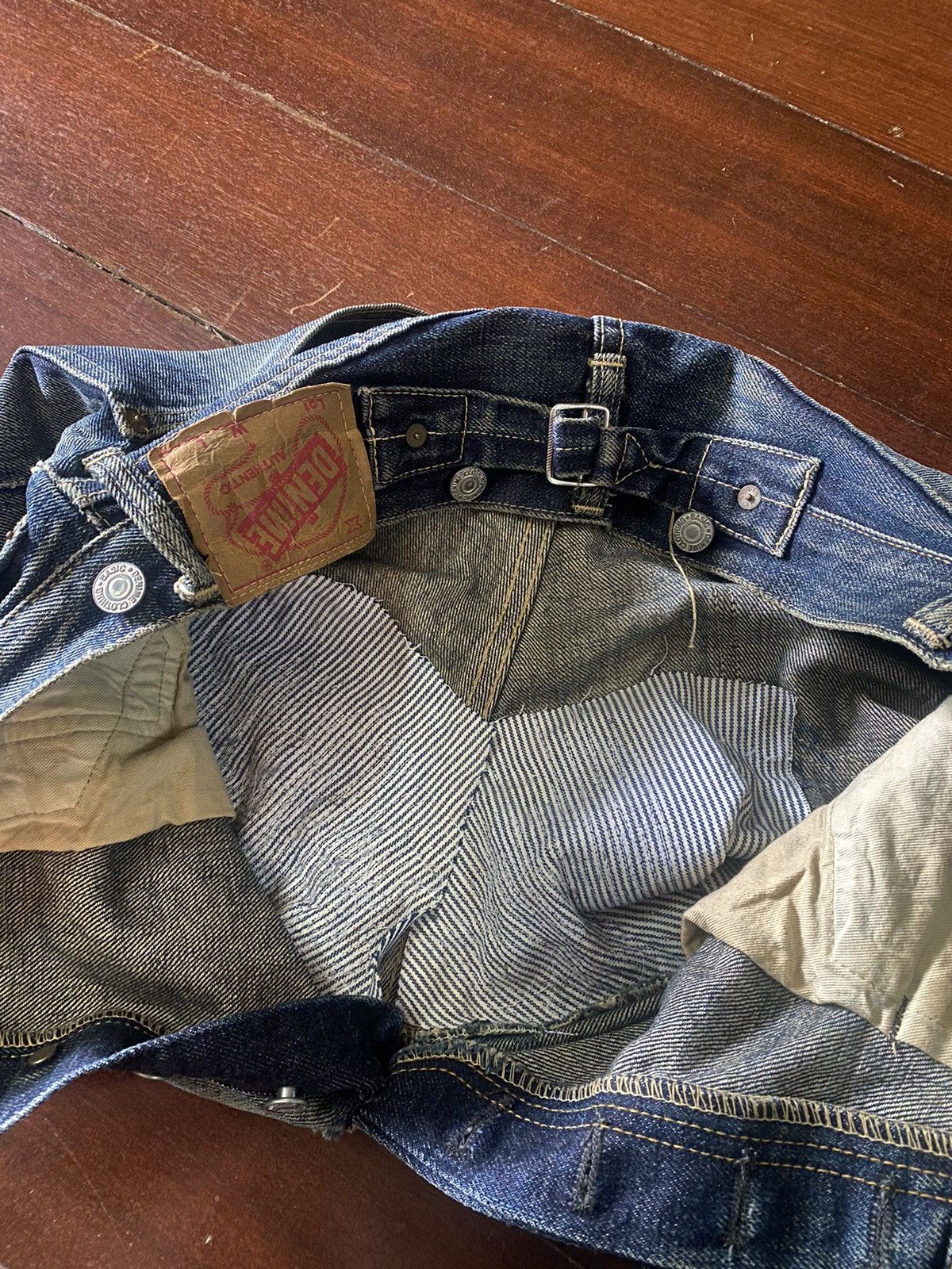 Vintage DENIME JAPAN Vintage Honeycomb Rusty distressed rework B1 Size US 31 - 23 Thumbnail