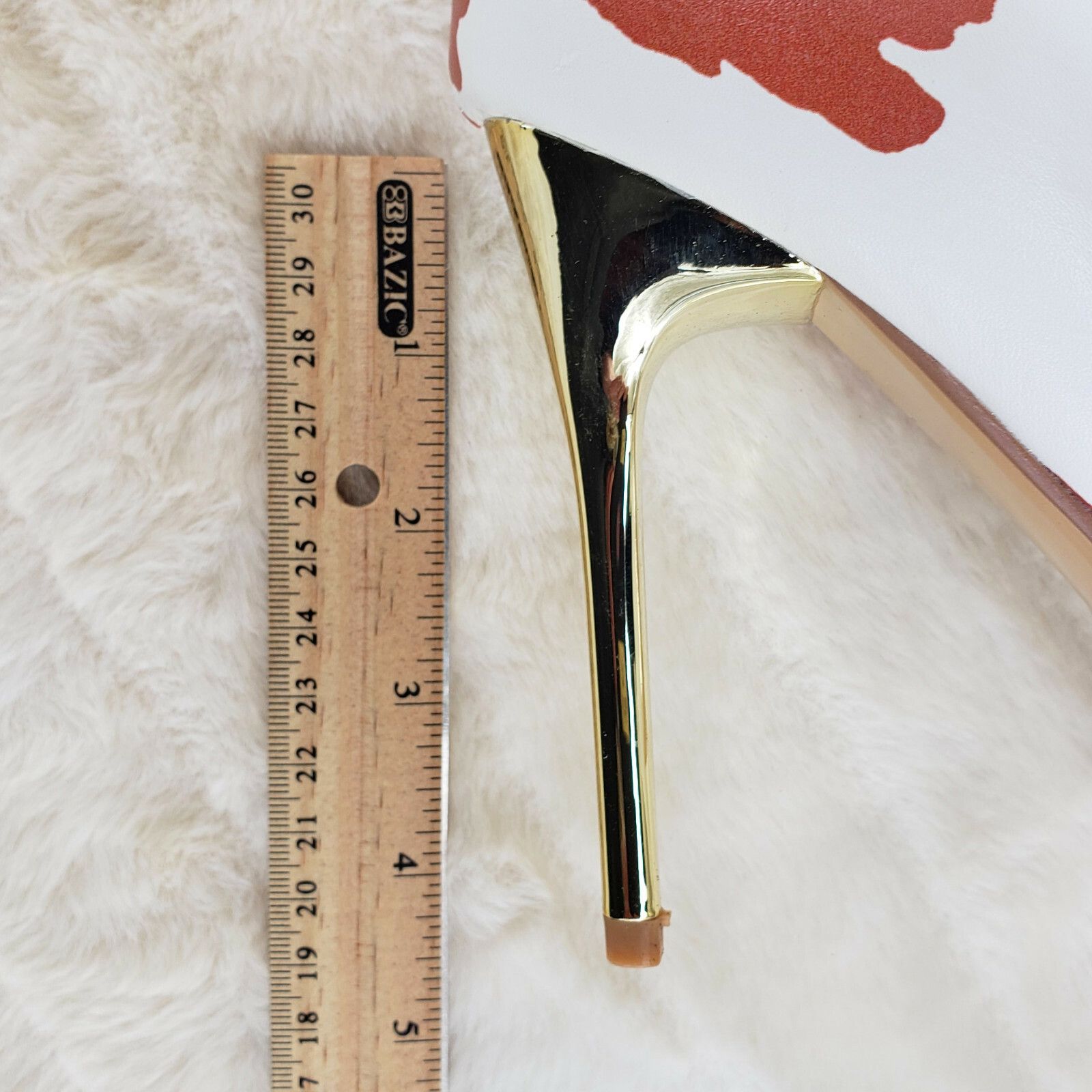 Other Eva Tan & White Cow Print Leatherette Gold Tone High Heel & Size US 9 / IT 39 - 7 Thumbnail