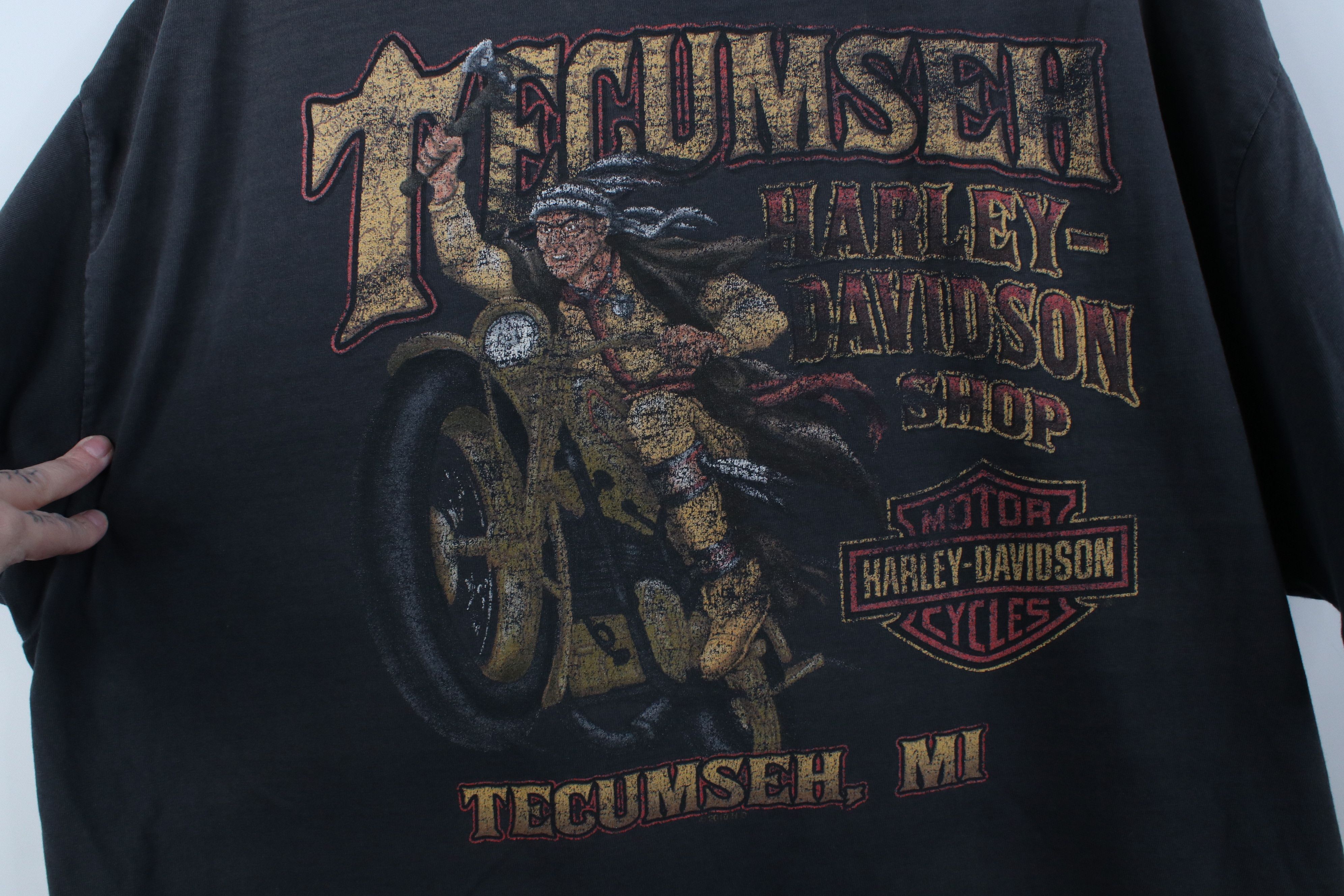 Harley Davidson Vintage Y2K Harley Davidson Spade Fire Flames Pocket T-Shirt Size US XL / EU 56 / 4 - 13 Thumbnail
