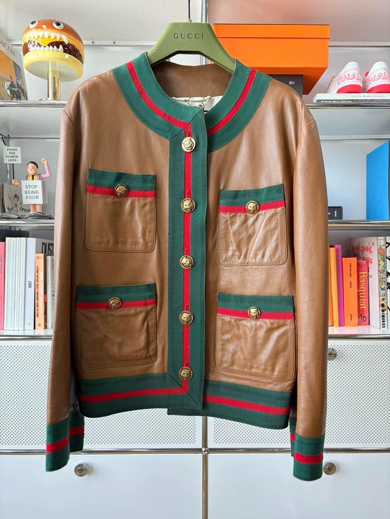Gucci Gucci Catwalk brown lambskin four-pocket leather jacket Size XS / US 0-2 / IT 36-38 - 1 Thumbnail