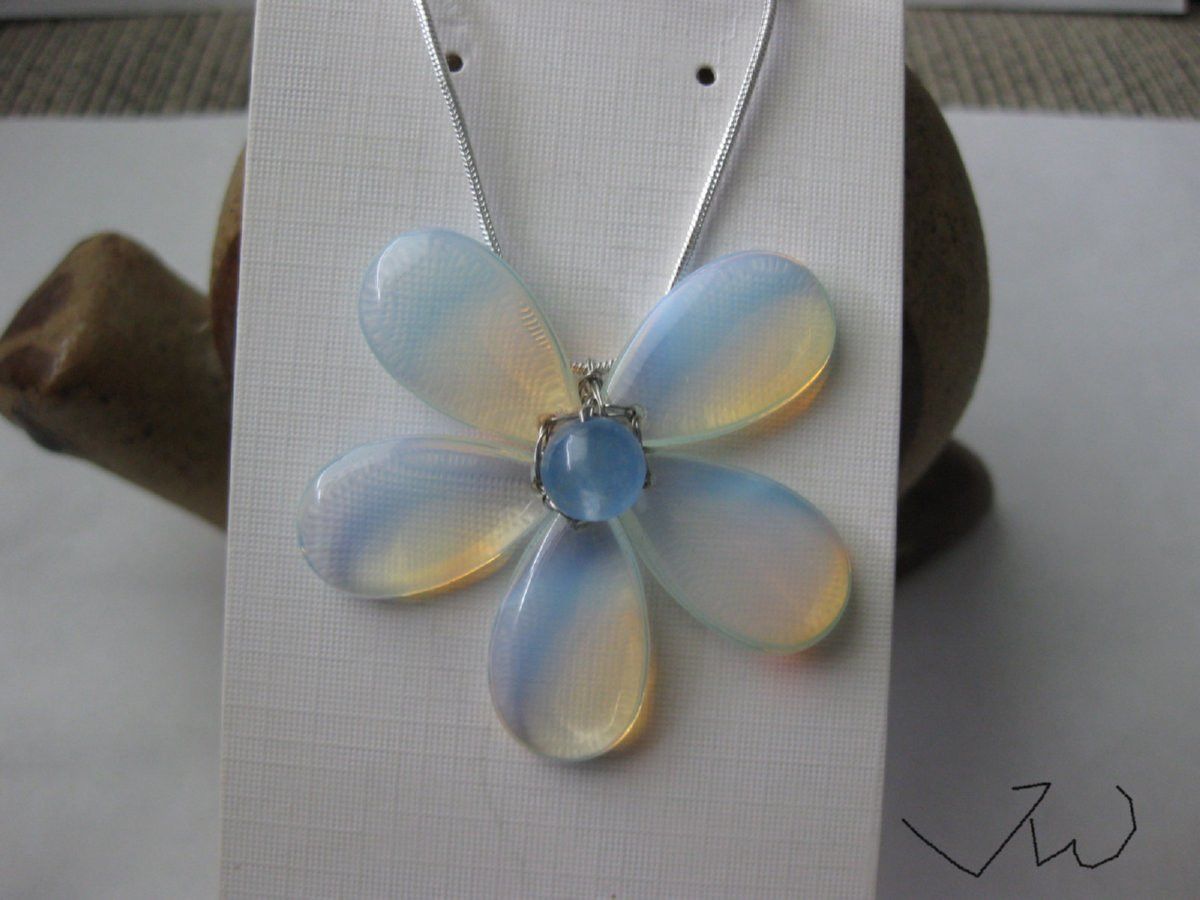 Jewelry Opalite Flower Silver necklace Size ONE SIZE - 4 Thumbnail