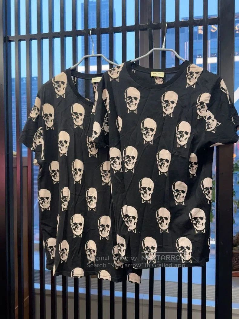 Saint Laurent Paris YSL Classic Skull Print Men's and Women's T-shirt. Size US XL / EU 56 / 4 - 4 Thumbnail