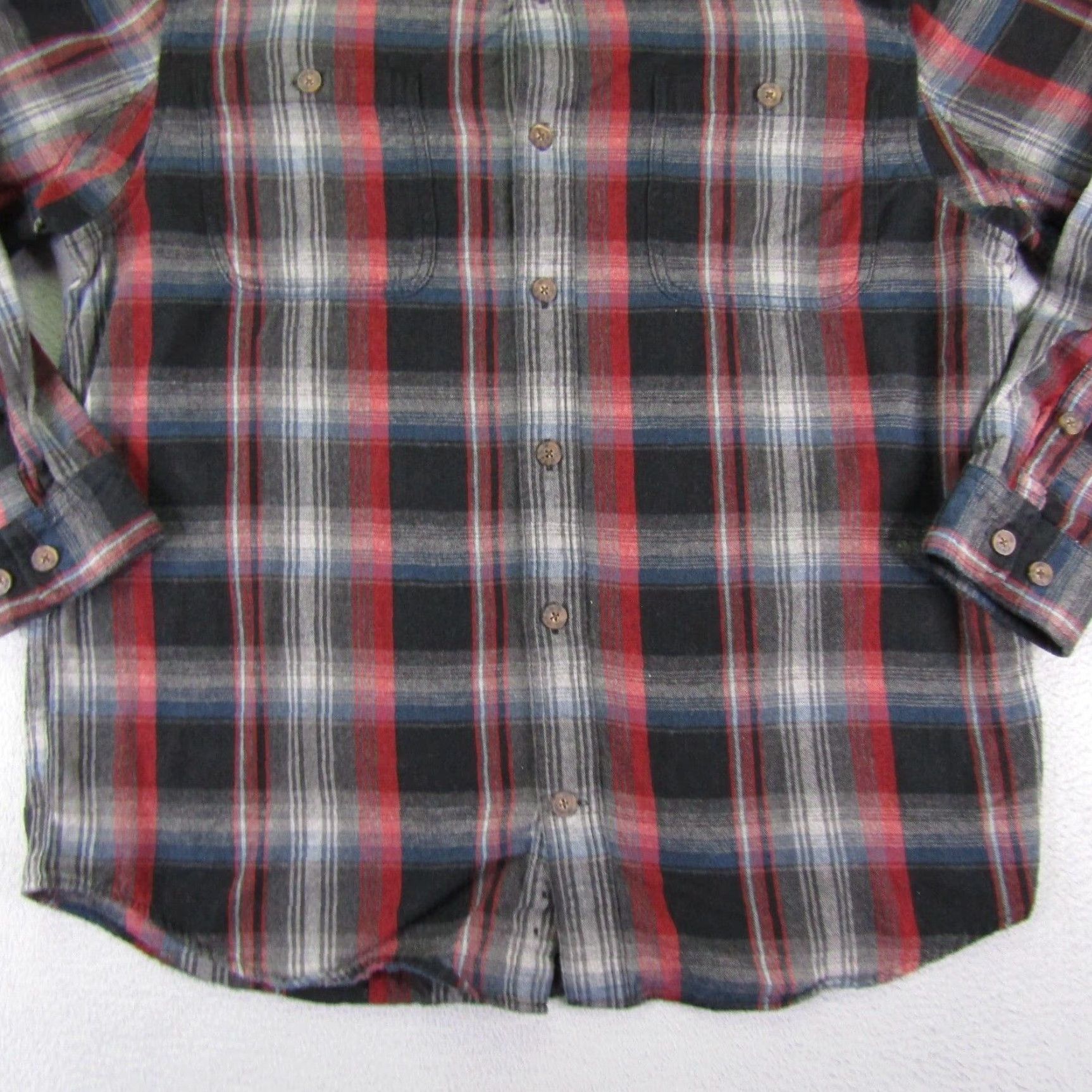 Vintage DULUTH Men's Large Red Black Gray Plaid Flannel Button-Up Shirt Relaxed Fit Work Outdoor Size US L / EU 52-54 / 3 - 4 Thumbnail