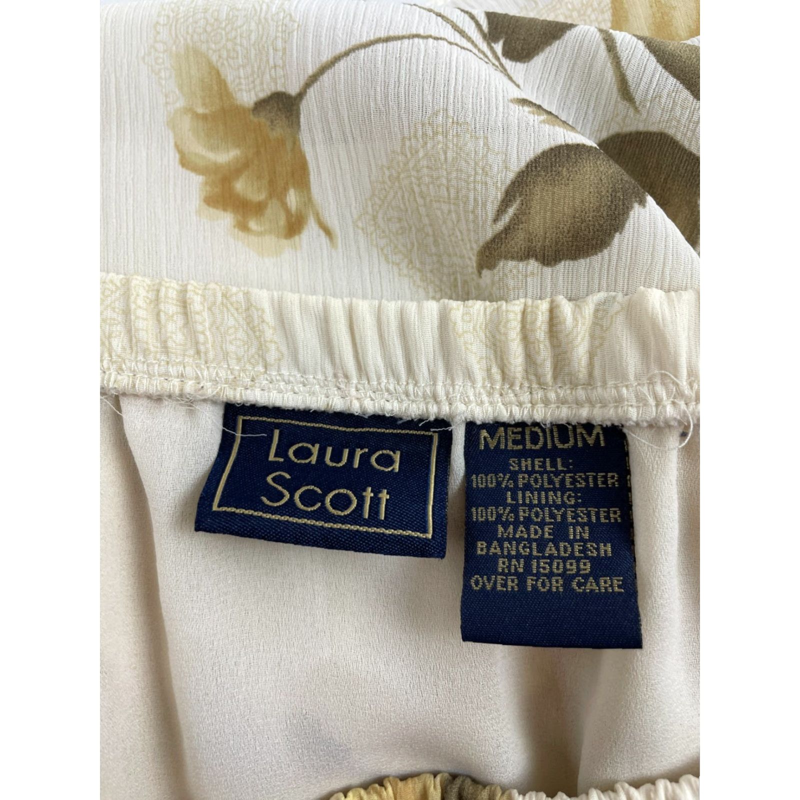 Vintage Laura Scott Skirt Womens Medium Brown Floral Maxi A-line Long Cream Tan Modern Fall Spring Summer Size 32" / US 10 / IT 46 - 6 Thumbnail