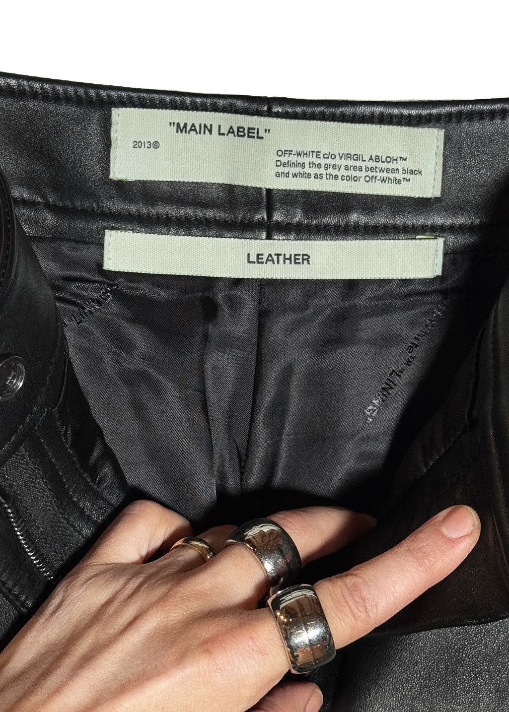 Off-White Off-White Black Leather Tied Ankle Pants Size 25" / US 0 / IT 36 - 7 Thumbnail