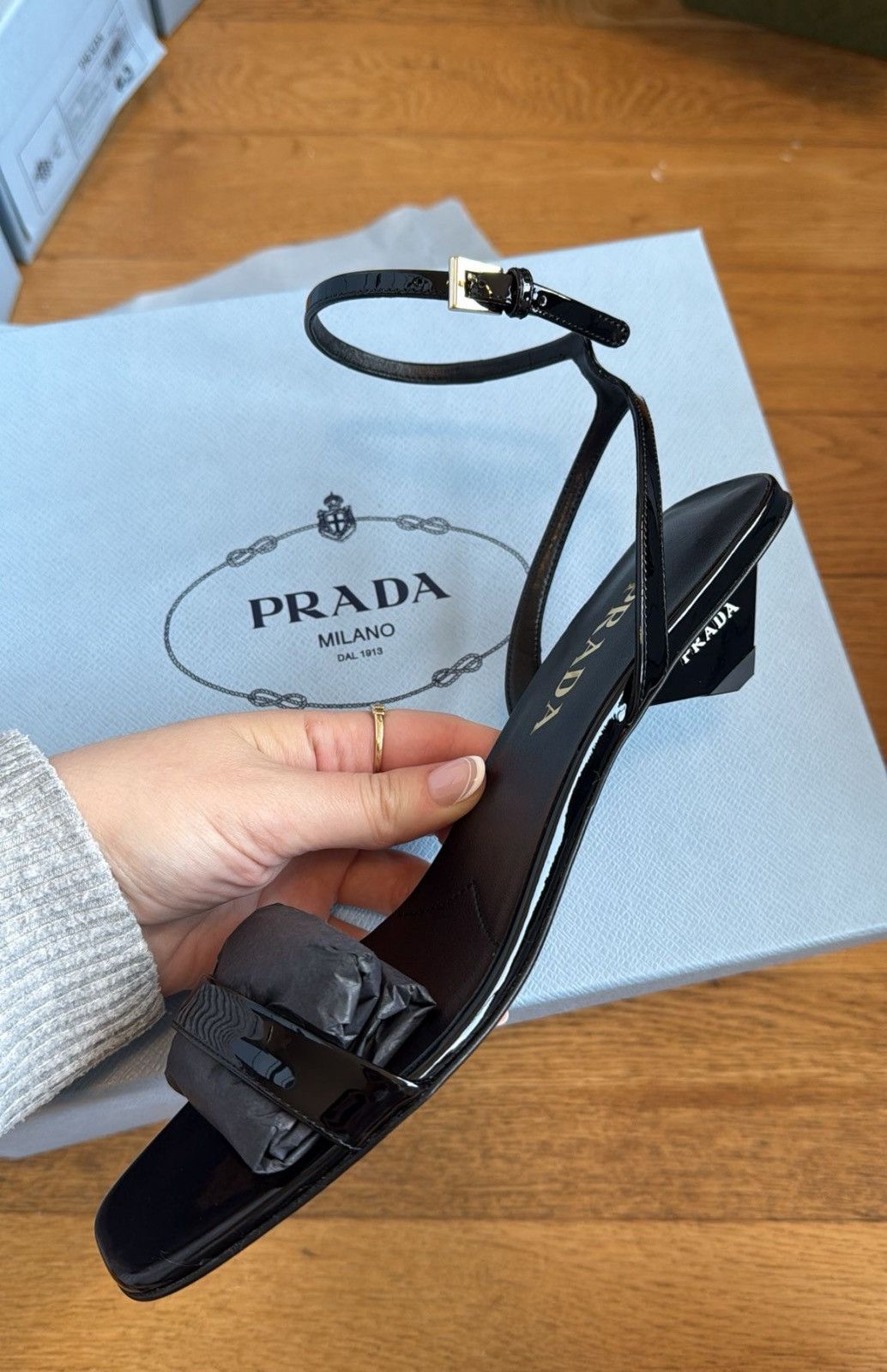 Prada Prada Heeled Patent Leather Sandals Size US 8.5 / IT 38.5 - 1 Thumbnail