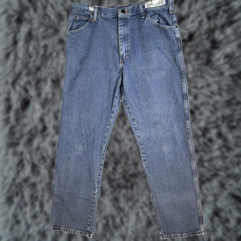 Dickies Dickies Jeans Mens 34x32 Blue Denim Straight Leg 5-Pocket Relaxed Fit W993RNB Regular Mens Jeans Blue 5-Pocket Dickies Industrial Work Jeans Size US 36 / EU 52 - 1 Thumbnail