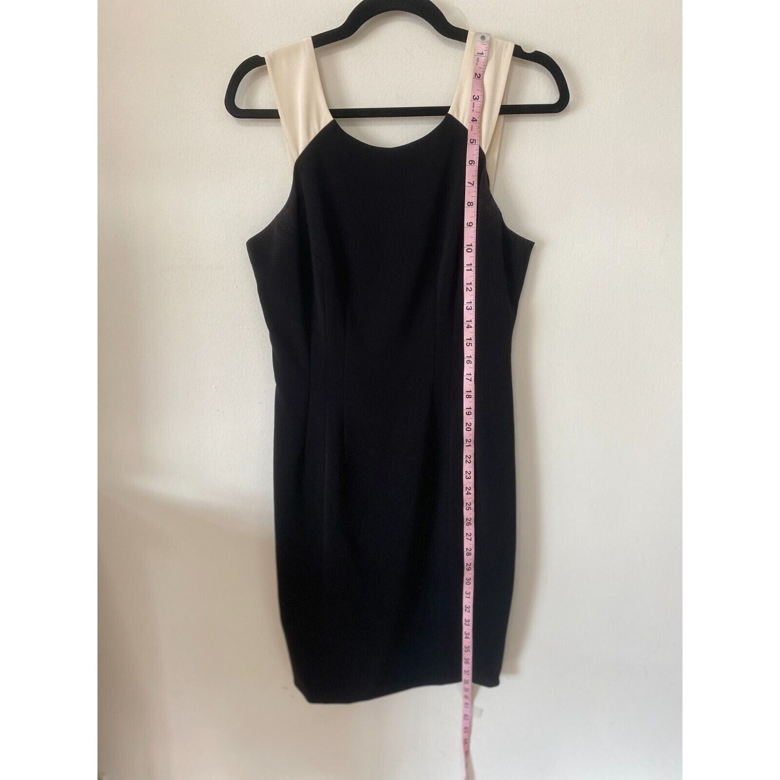 Other Jay Godfrey Black Cream Strap Sheath Bodycon Blue Zip 10 Size L / US 10 / IT 46 - 11 Thumbnail