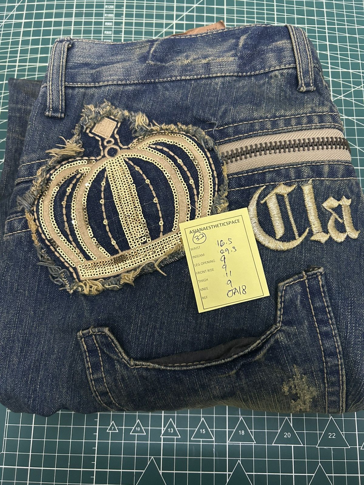 20471120 Embroidered Jeans Baggy with Patches Mud Washed Size US 32 / EU 48 - 13 Thumbnail