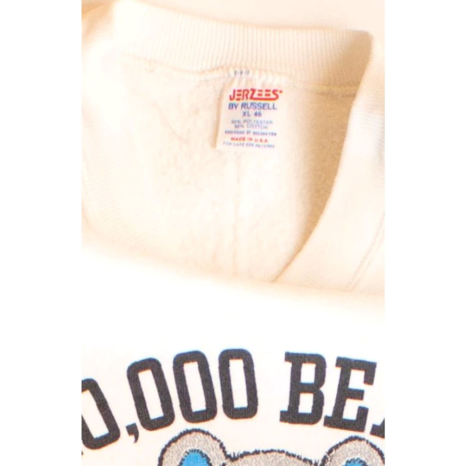 Jerzees Vintage Jerzees Sweatshirt 10,000 Bears Who Care 1980s X-Large White Mens Size US XL / EU 56 / 4 - 3 Thumbnail