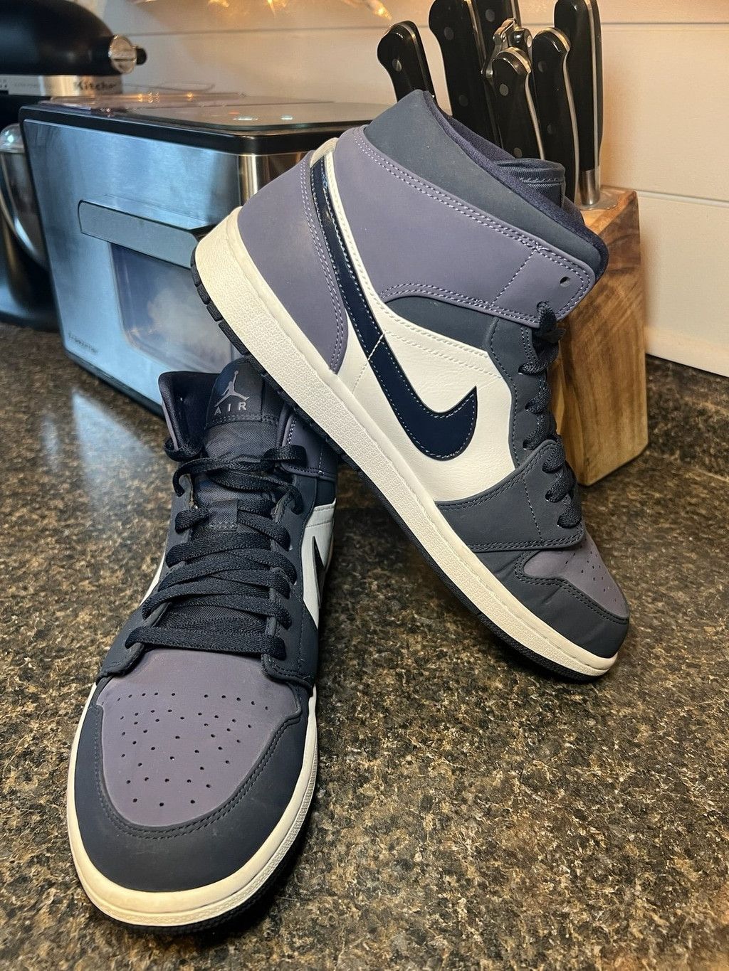 Nike Nike Air Jordan 1 Mid Obsidian Sanded Purple Size US 11.5 / EU 44-45 - 8 Thumbnail