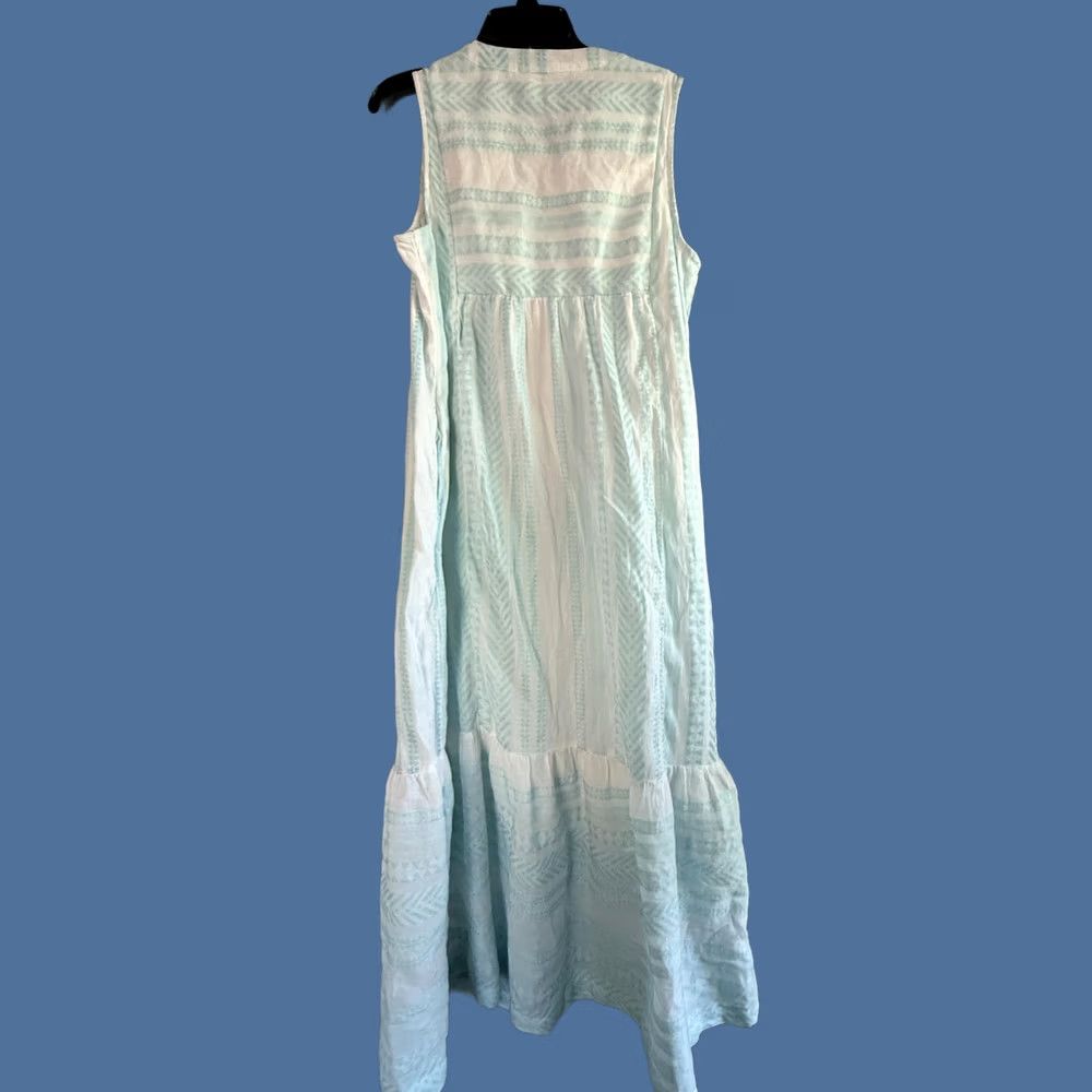Vintage Crown & Ivy Dress Sundress Womens Small White Chevron V Neck Maxi Pockets Boho Sundress Size S / US 4 / IT 40 - 1 Thumbnail