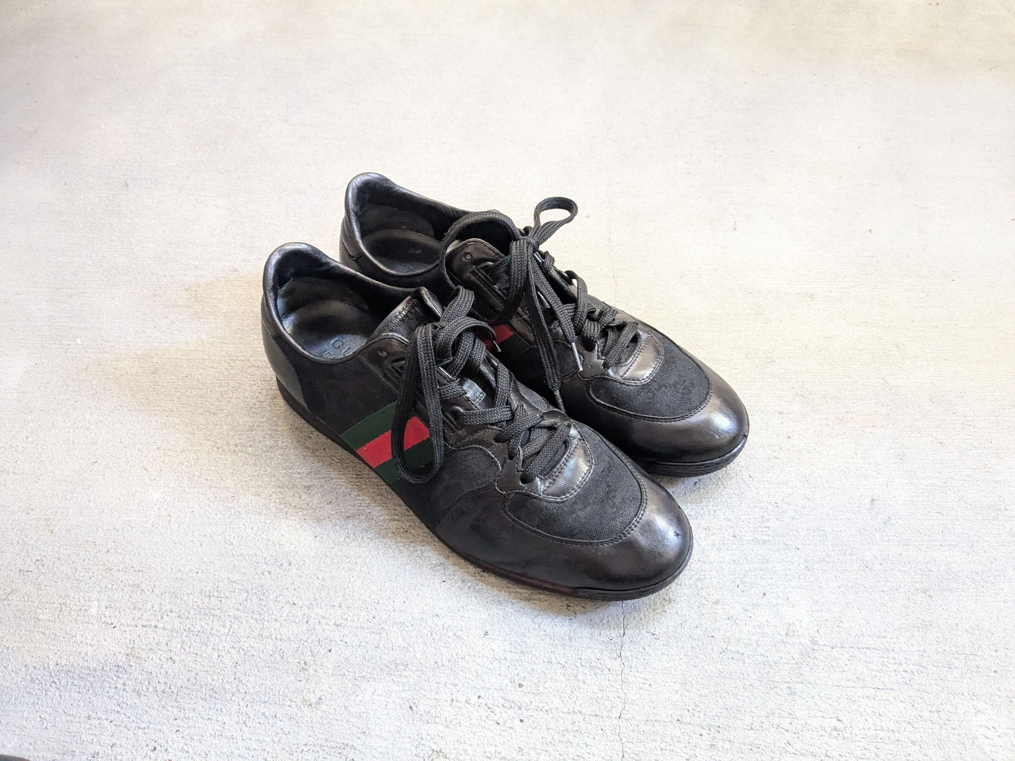 Gucci Gucci Guccissima Sneakers 9.5 Black Monogram Leather Size US 9.5 / EU 42-43 - 2 Thumbnail