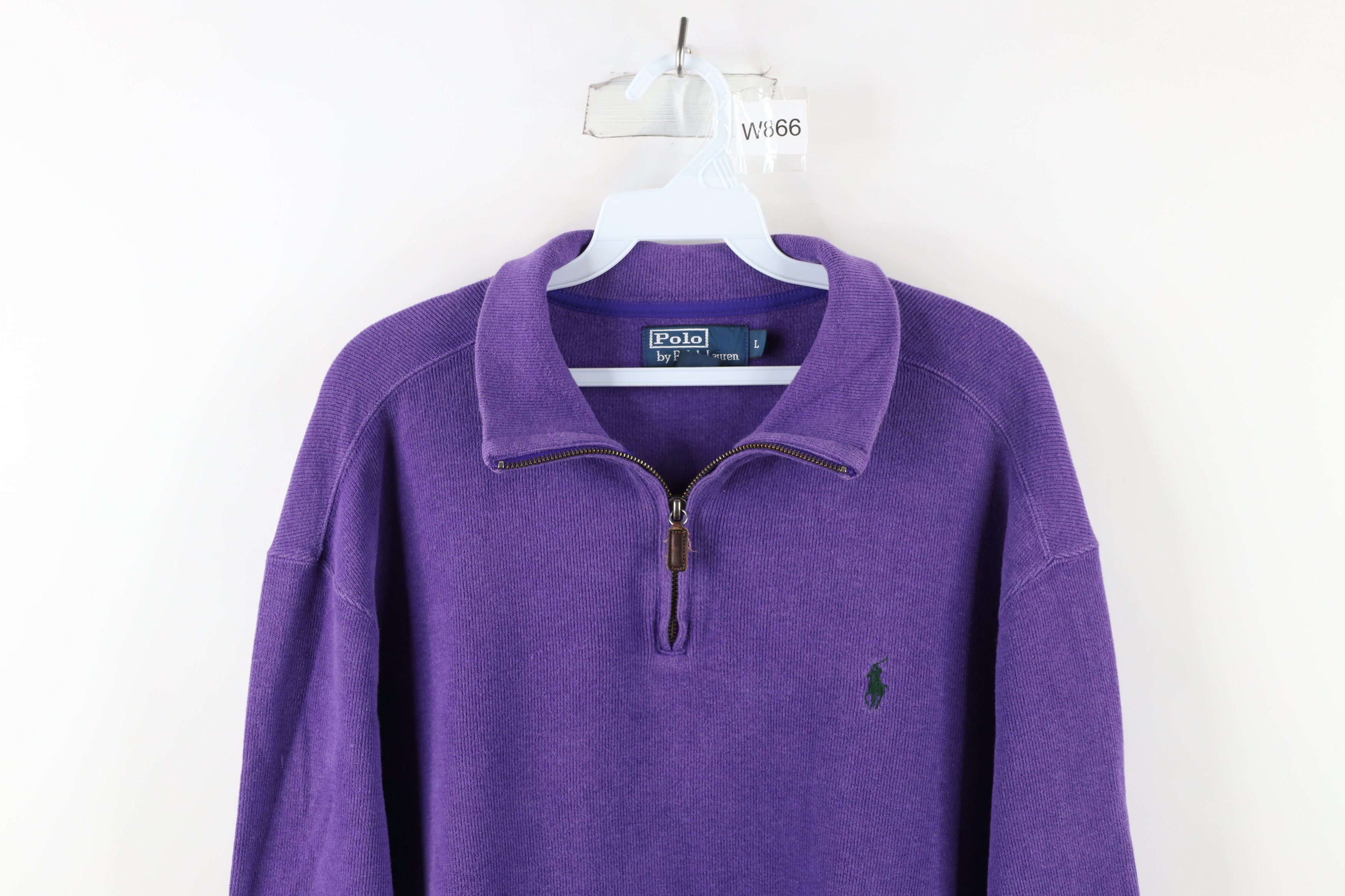 Ralph Lauren Vintage 90s Ralph Lauren Ribbed Knit Half Zip Sweater Purple Size US L / EU 52-54 / 3 - 2 Thumbnail