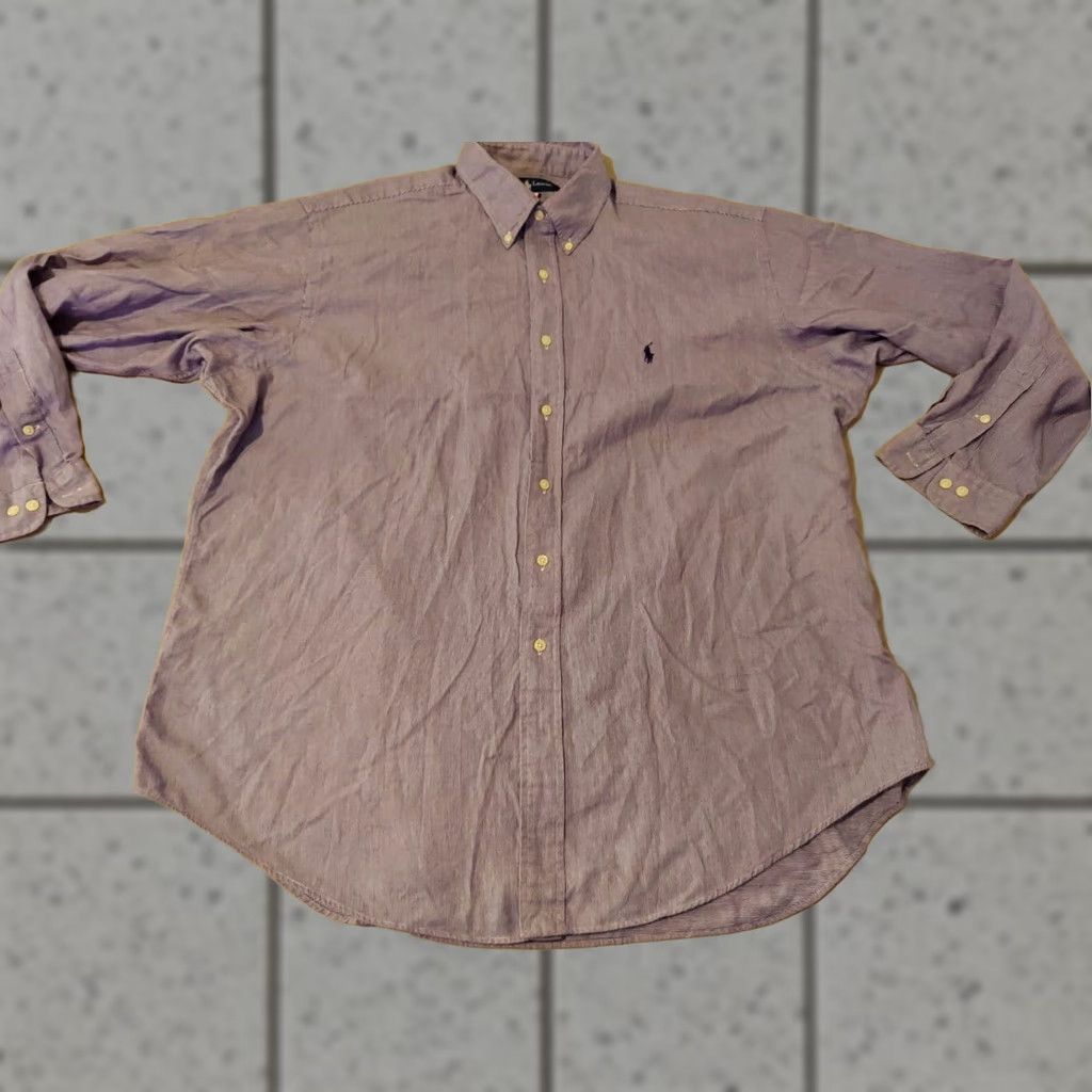 Polo Ralph Lauren VINTAGE Polo Ralph Lauren Dress Shirt 17 34 35 Purple Cotton Buttons Mens Shirt Ladies? Size 46R - 1 Thumbnail