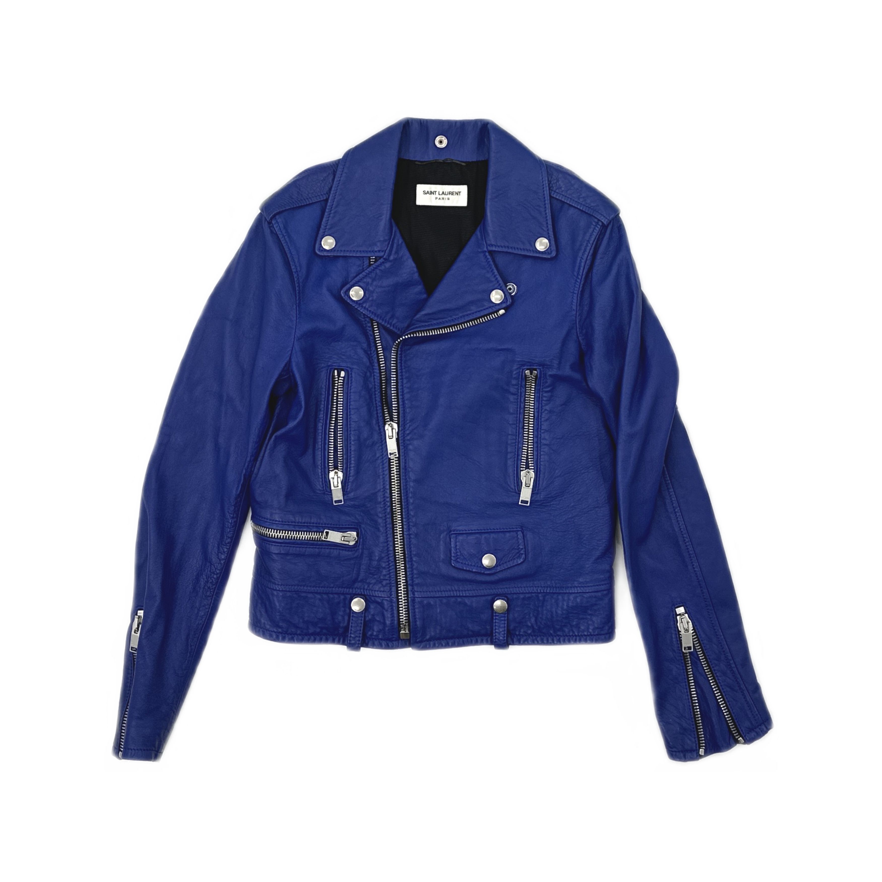 Saint Laurent Paris Saint Laurent Blue Leather Jacket F36 Size XS / US 0-2 / IT 36-38 - 1 Thumbnail