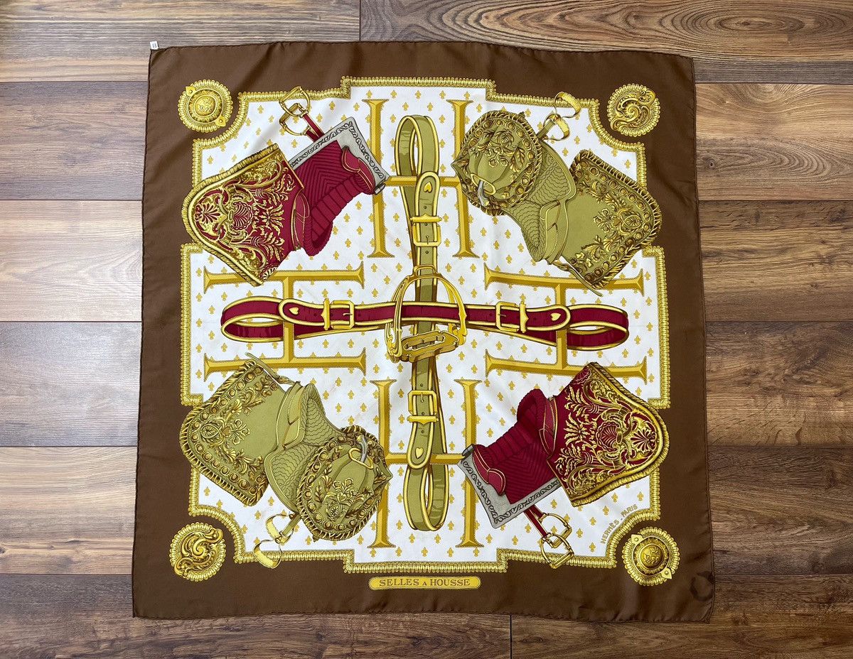 image of Hermes Paris Silk Scarf Squar Scarves Selles A Housse 1967, Women's