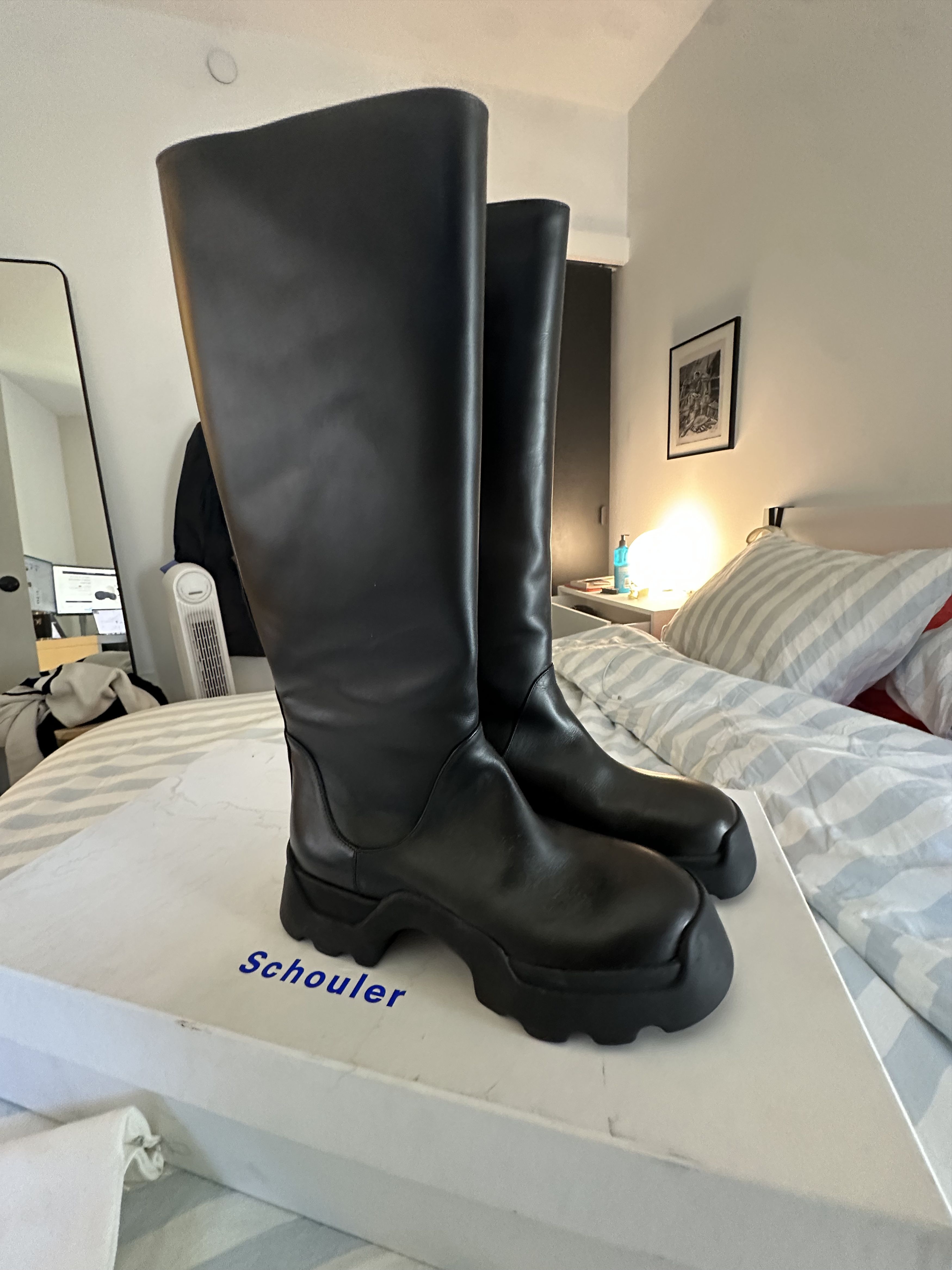 Proenza Schouler Proenza Schouler Black Leather Knee High Stomp Boots Size US 11 / IT 41 - 1 Thumbnail