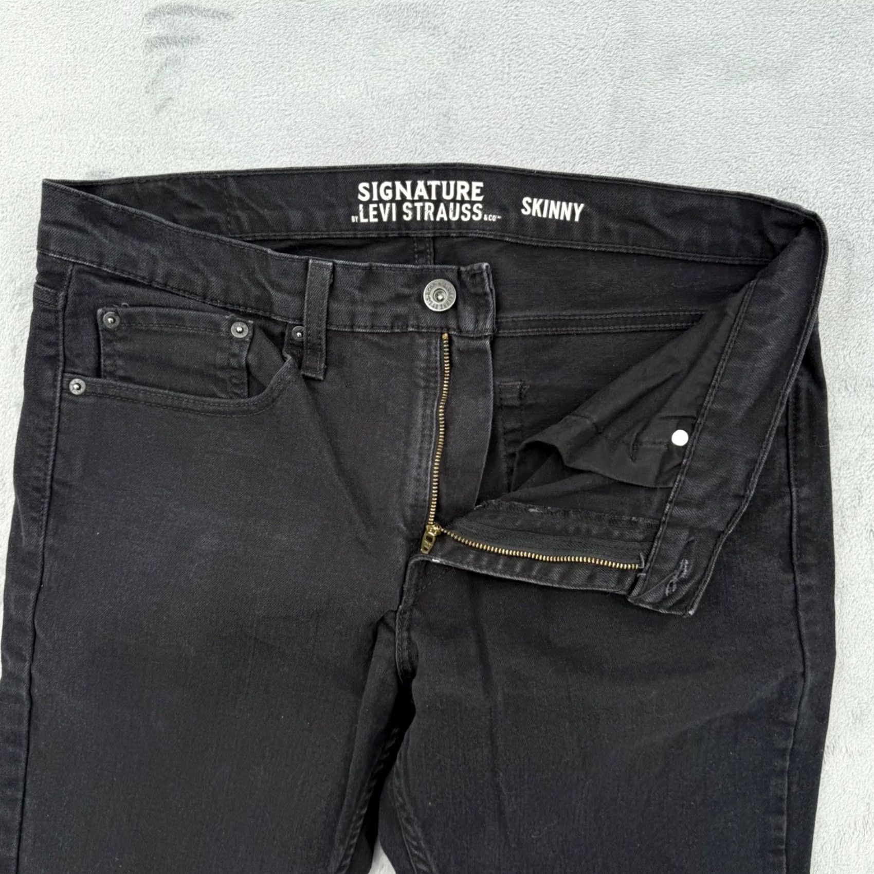 Vintage Signature Levi Strauss Skinny Jeans Mens Black Denim Mid Rise Size W 33 L30 Size 24" / US 00 / IT 34 - 5 Thumbnail