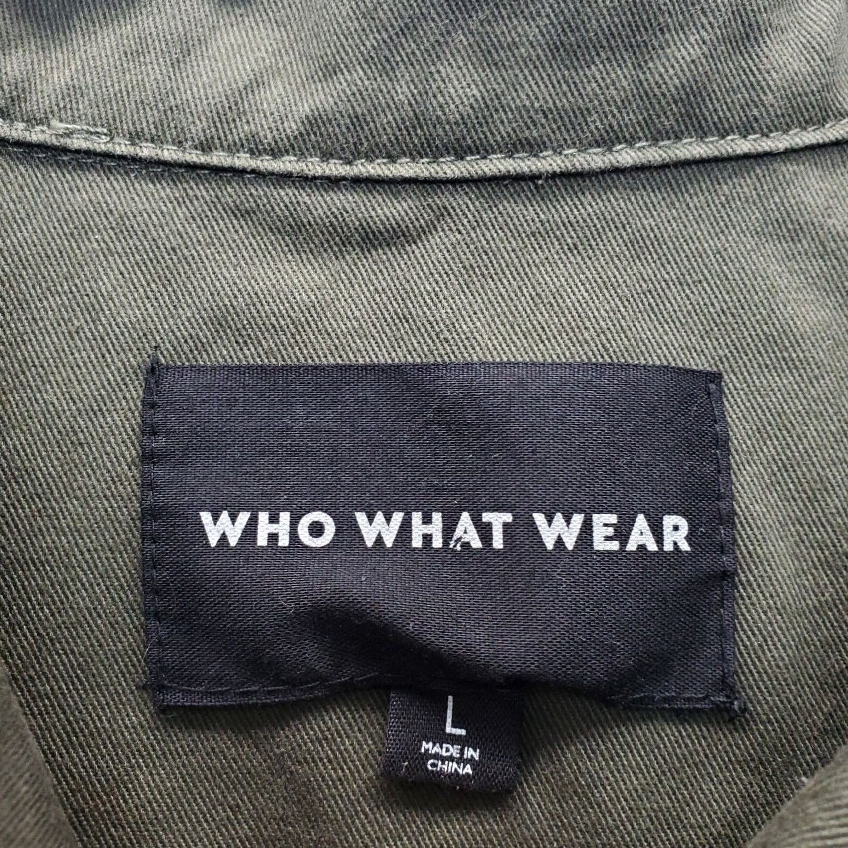 Vintage WHO WHAT WEAR Jacket Womens Size L Cropped Shacket Green Cotton Collared Snap Button Front Size L / US 10 / IT 46 - 5 Thumbnail