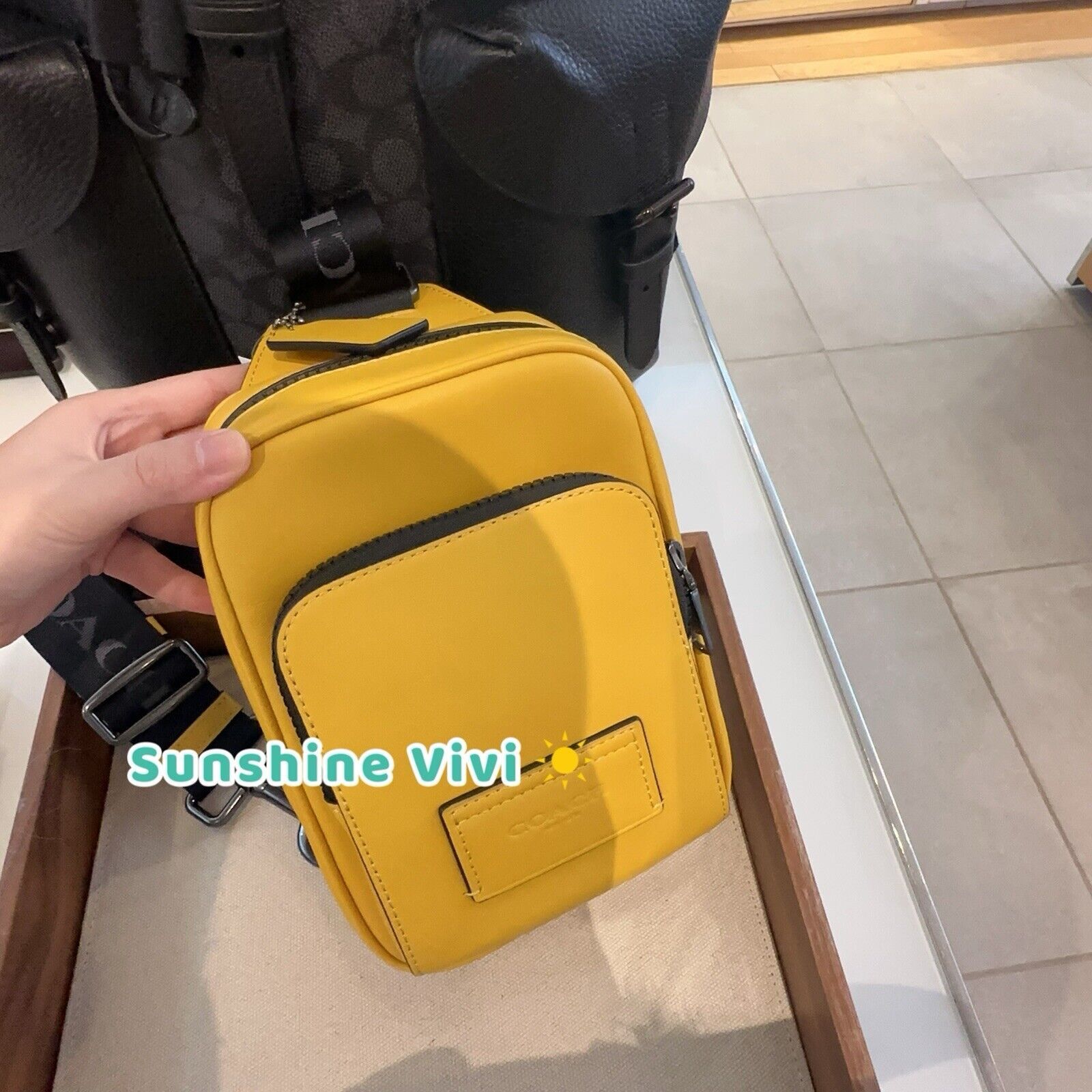 Coach NWT COACH CX071 Racer Sling Pack Bag Gunmetal/Honey Yellow Size ONE SIZE - 1 Thumbnail