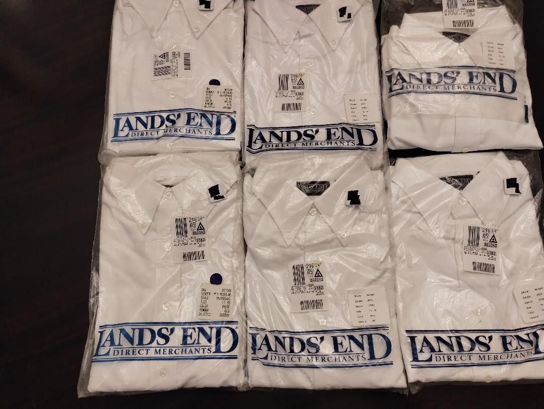 image of Lands End Vintage Bundle Of 6 Hyde Park Oxford Dress Shirt in White, Men's (Size Medium)