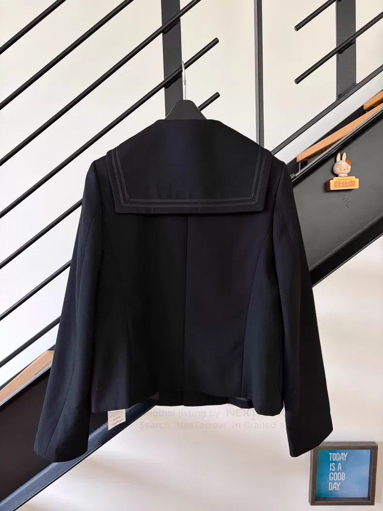 Comme des Garcons Comme Des Garcons Navy Collar Wool Blazer Jacket Black Size XS / US 0-2 / IT 36-38 - 2 Thumbnail